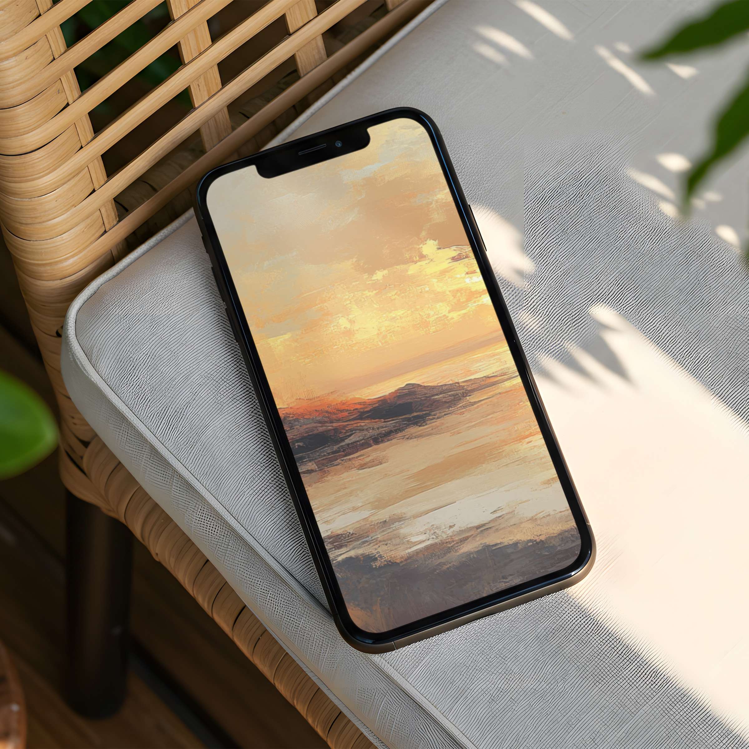 Elegant sunset iPhone background offers instant download for a mindful phone display, infusing calm and inspiration into your day