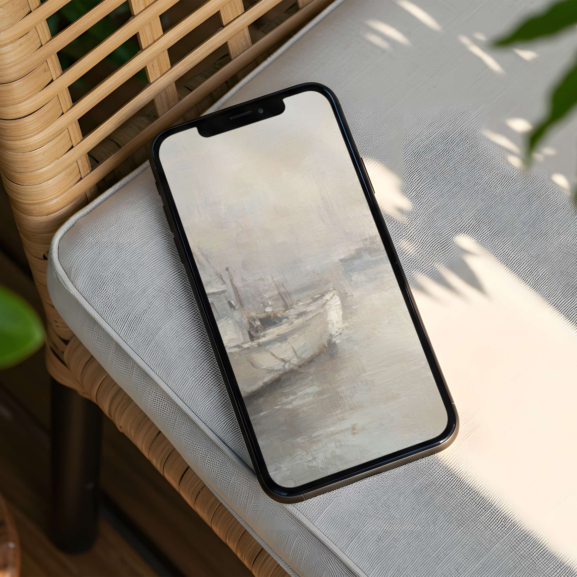 Serene watercolor boat art iPhone background for instant download captures elegance and calm fitting all phone screens perfectly