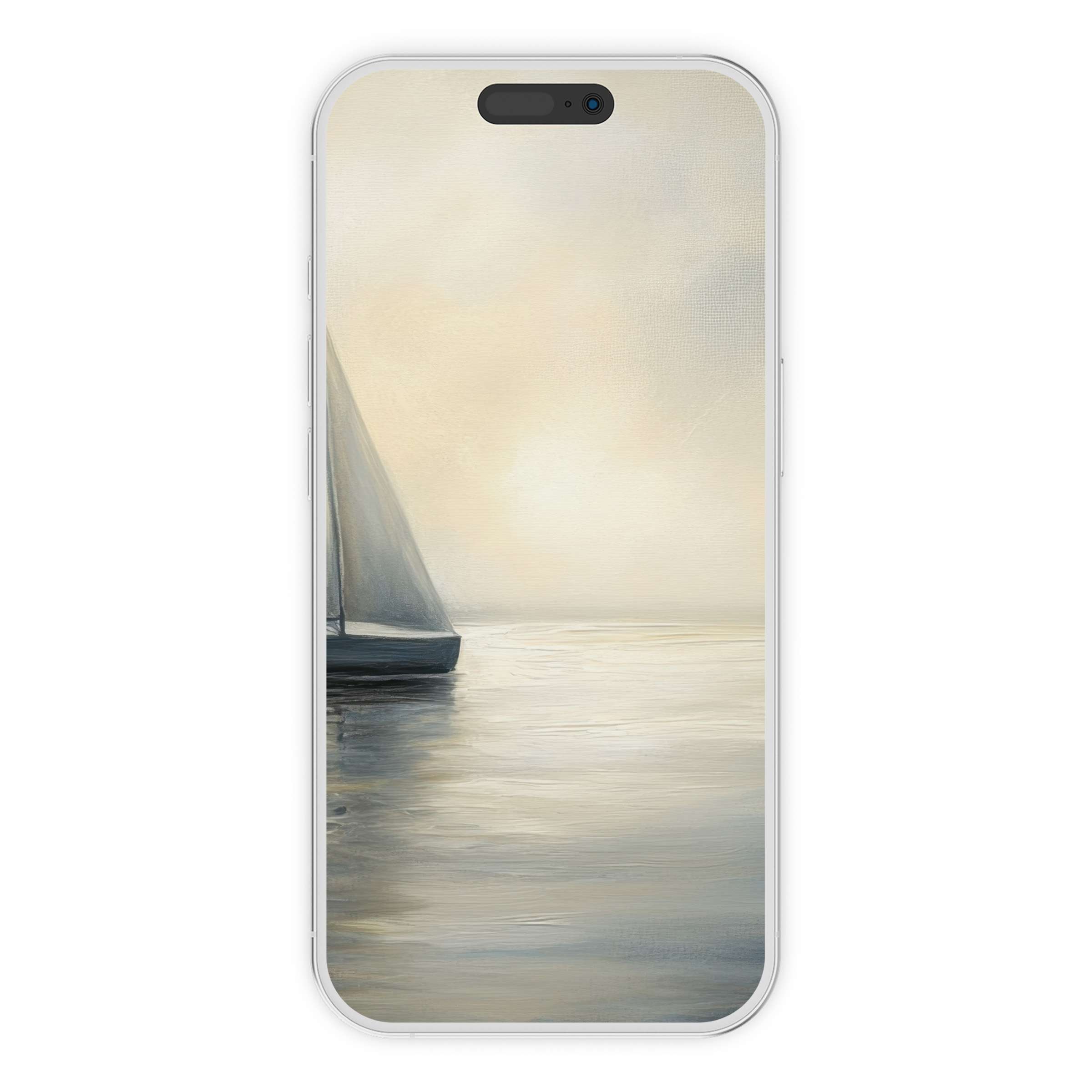 Calm your senses with this coastal iPhone wallpaper digital download featuring a serene sailboat and soft pastel background suitable for any phone
