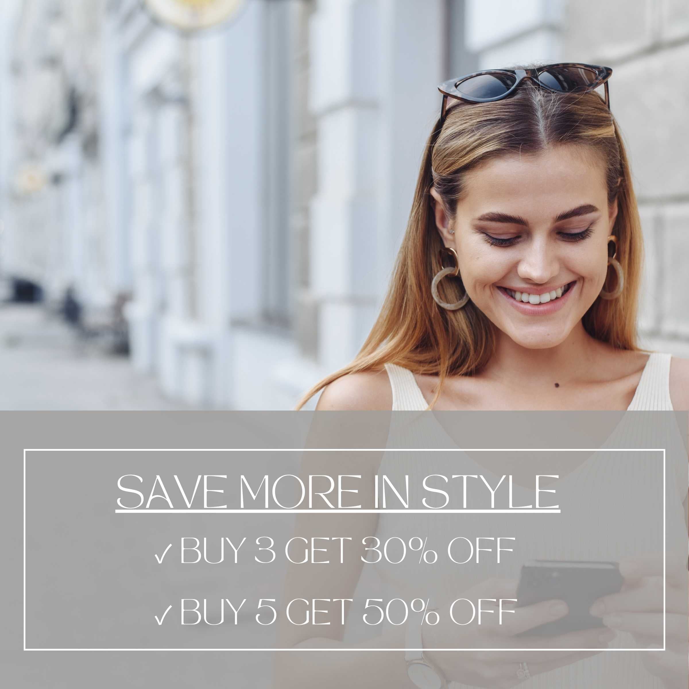 Smiling woman enjoying curated iPhone wallpaper savings with digital download phone backgrounds, stylish art for iPhone and Android users