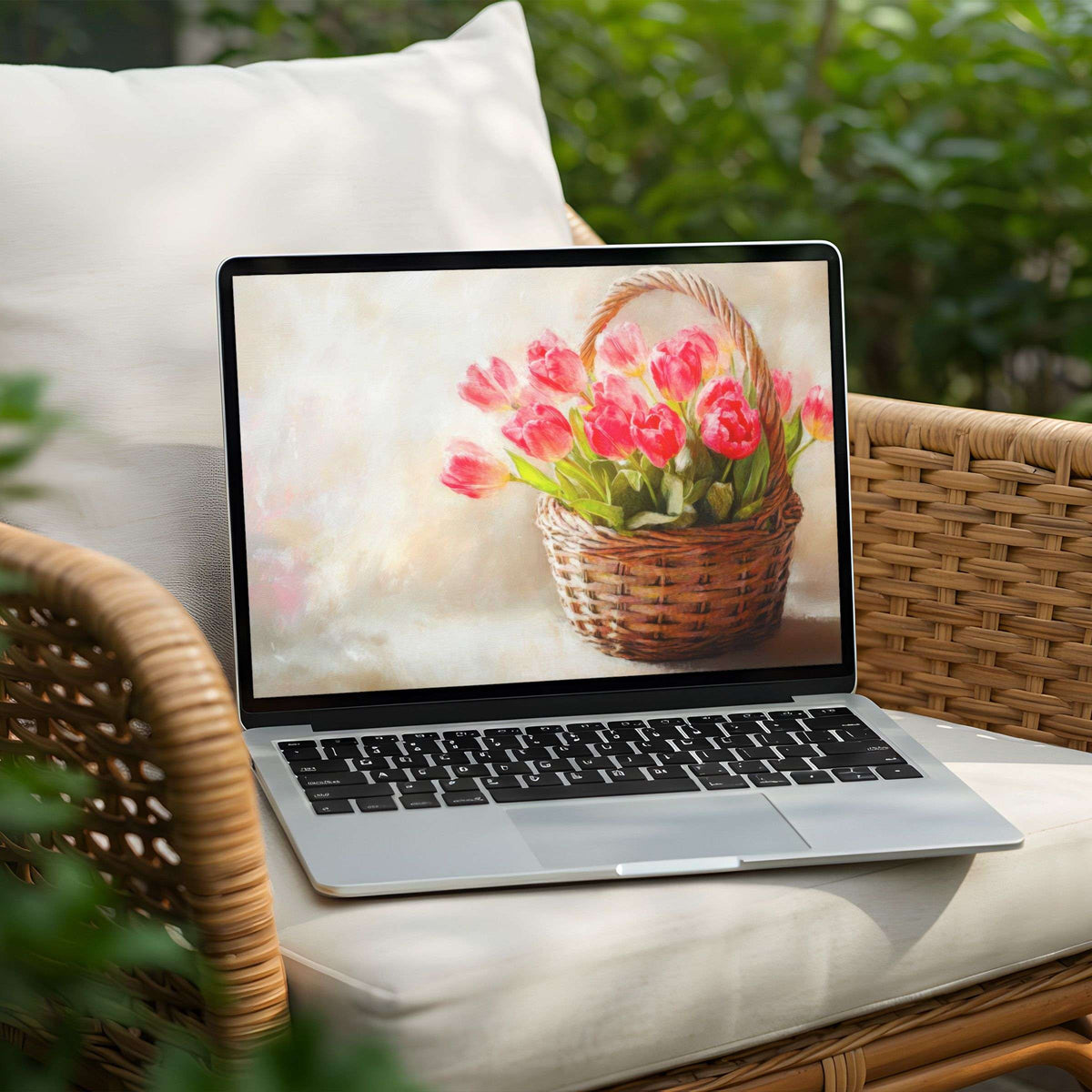 Serene floral desktop background for instant download on PC or Laptop inspiring elegance and mindfulness in digital design