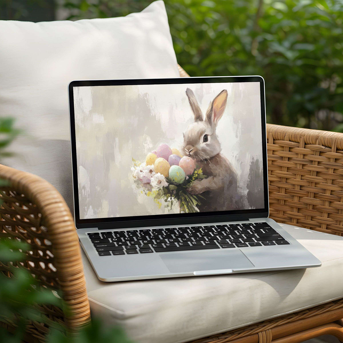 Elegant rabbit art for PC and Laptop desktop backgrounds offers instant download, inspiring calm and mindful aesthetics