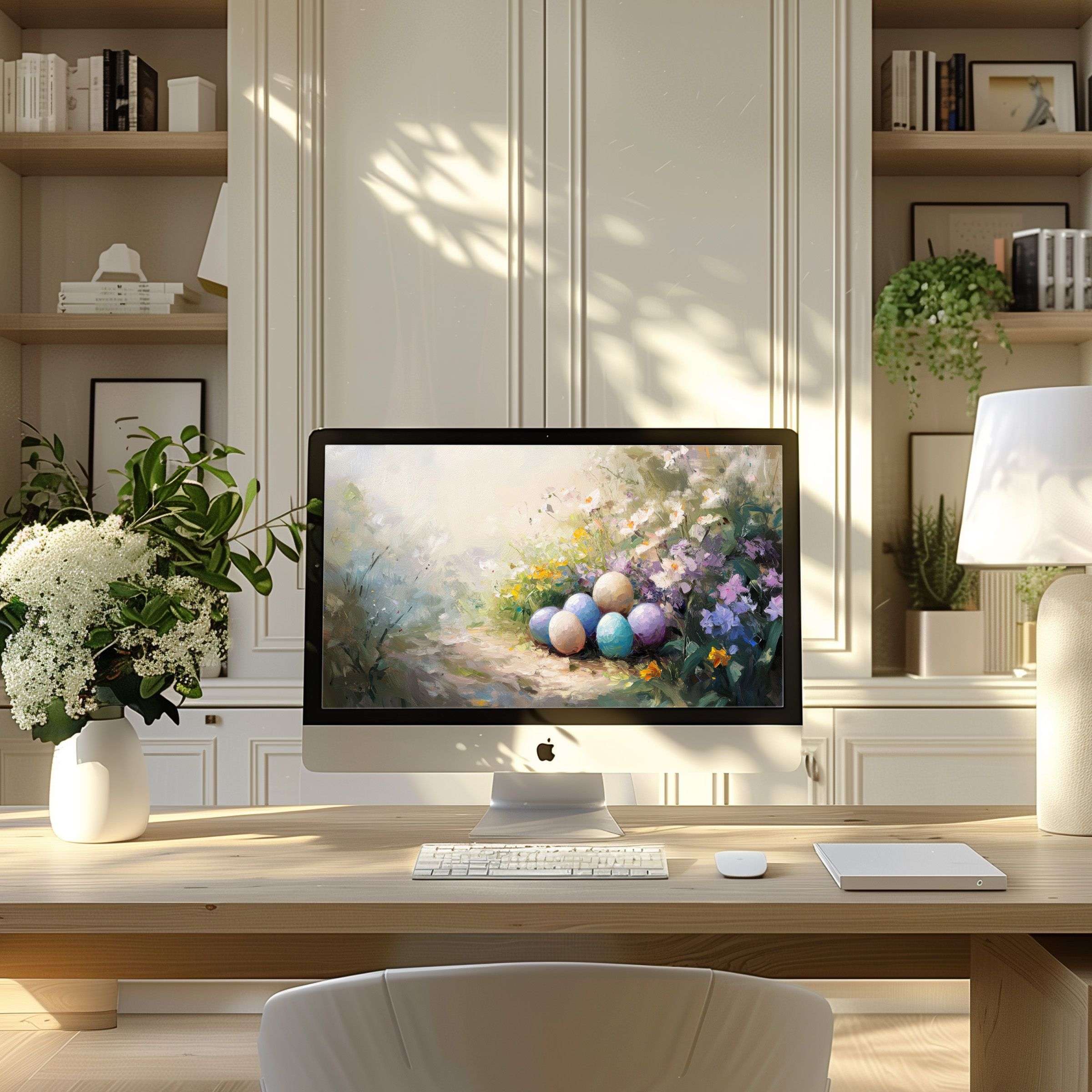 Elegant floral digital art transforms your PC or laptop into a serene sanctuary; perfect wallpaper for computer or ultrawide screens