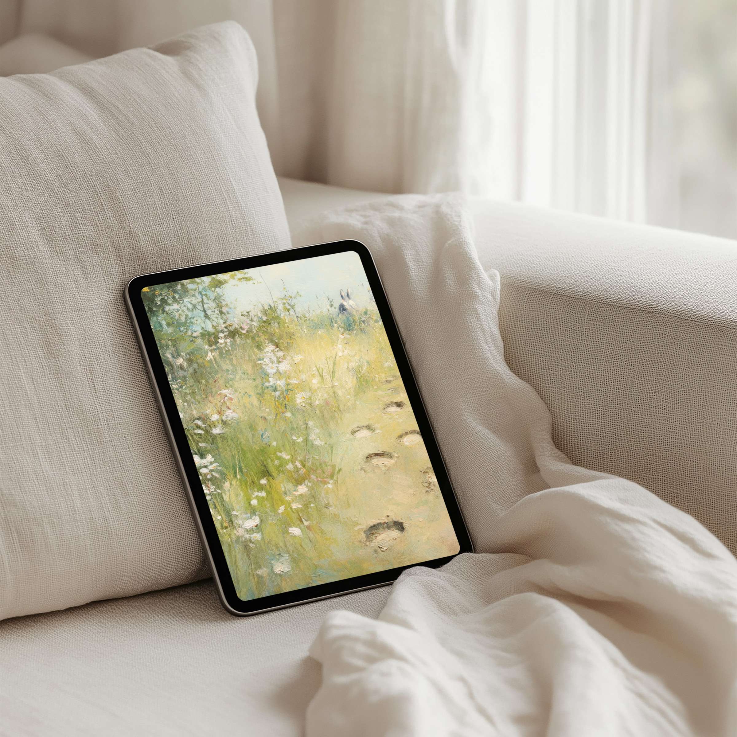 Elegant floral iPad background enhances tablet decor bringing calm and mindfulness instant download for seamless device integration