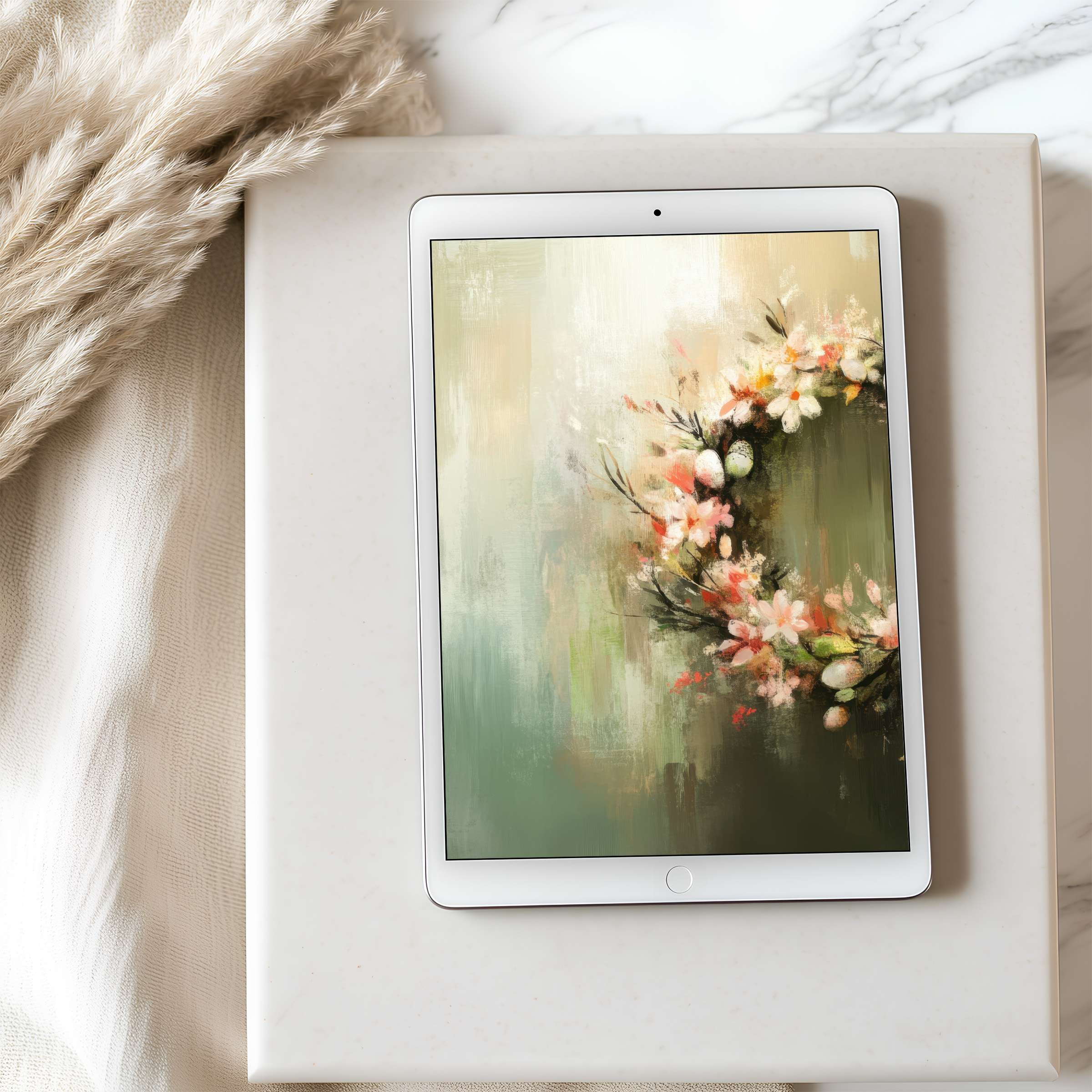 Elegant floral tablet wallpaper with soft pastel hues on iPad evokes serenity and style, perfect for high resolution digital download