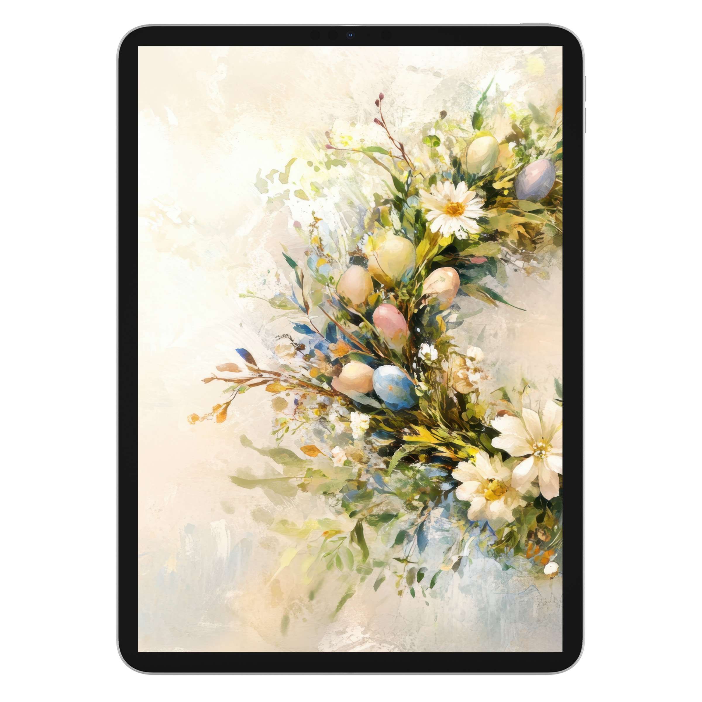 Easter iPad wallpaper with soft floral hues and delicate eggs offers a soothing digital download background for any tablet user