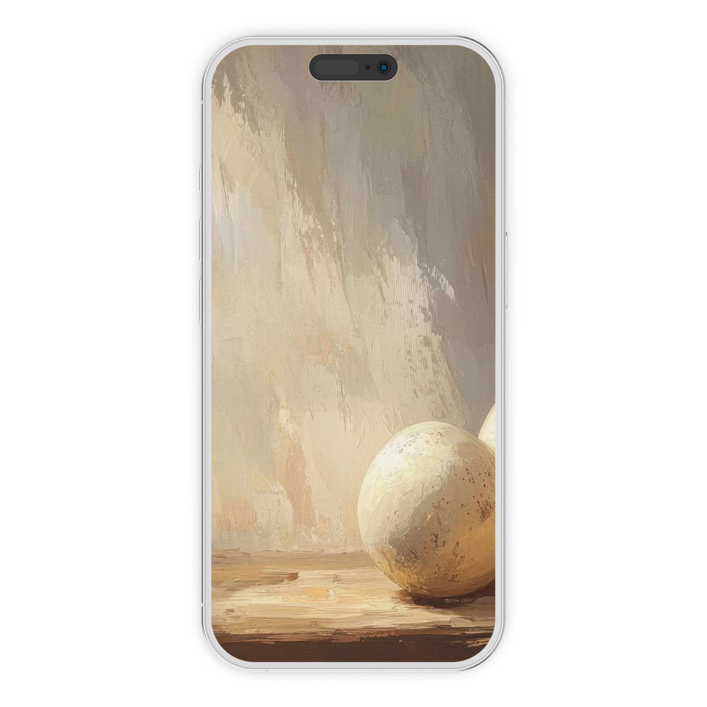 Elegant easter iPhone wallpaper with rustic eggs and earthy tones, perfect digital download for phone background serenity