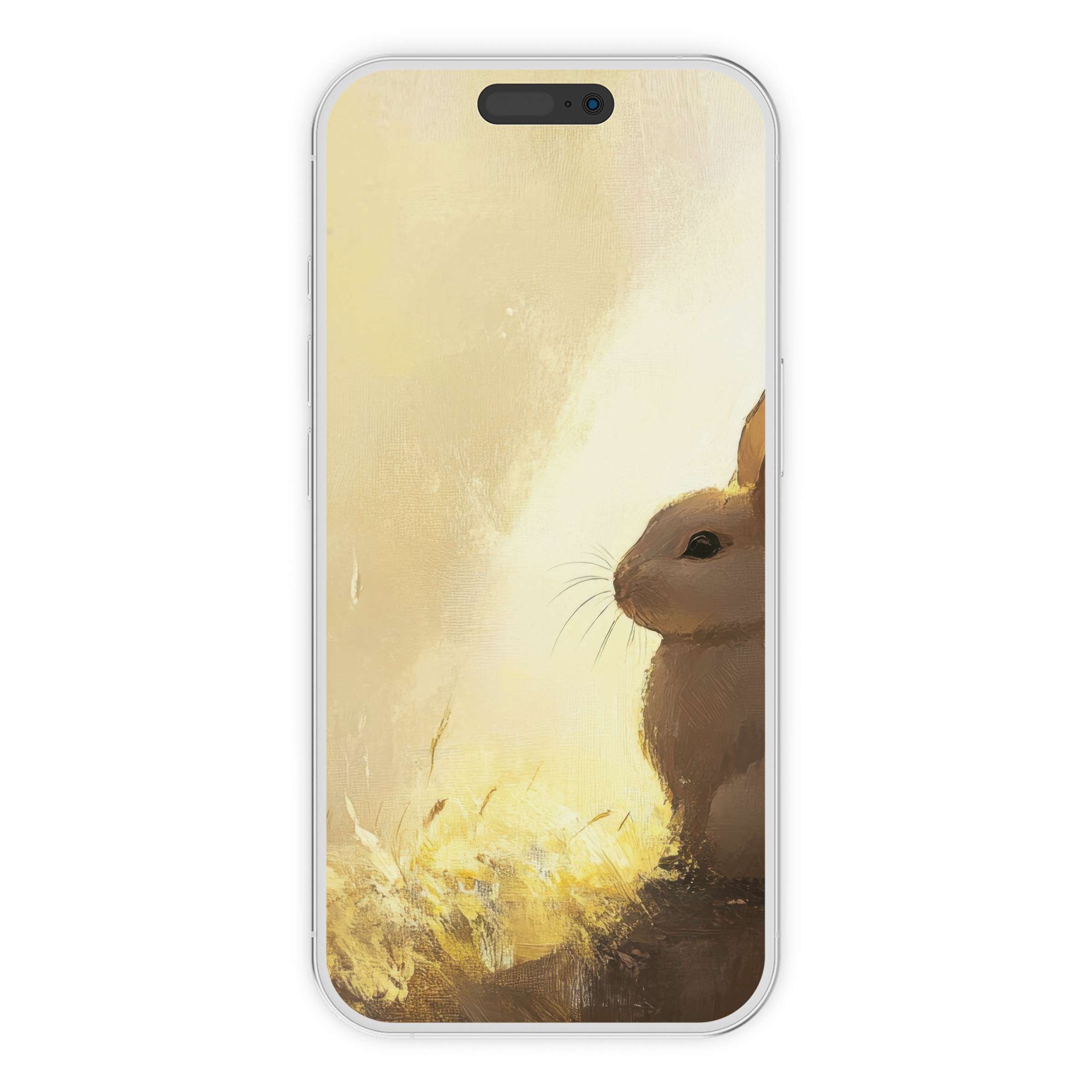 Elegant easter iPhone wallpaper with serene bunny art, suitable for phone background, digital download for peaceful Easter vibes