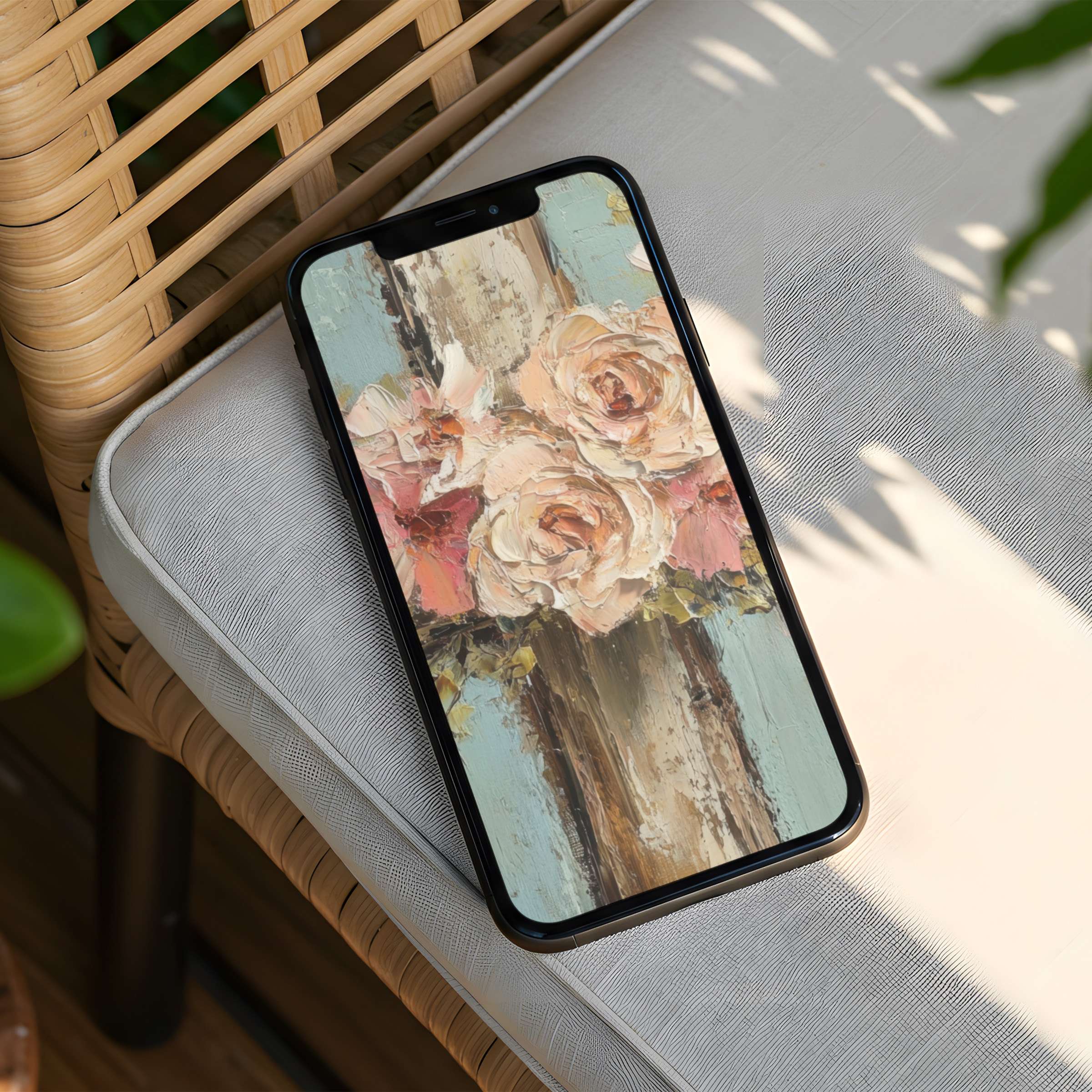 Elegant floral iPhone background featuring textured roses evokes calm and inspiration for phone users seeking instant download options