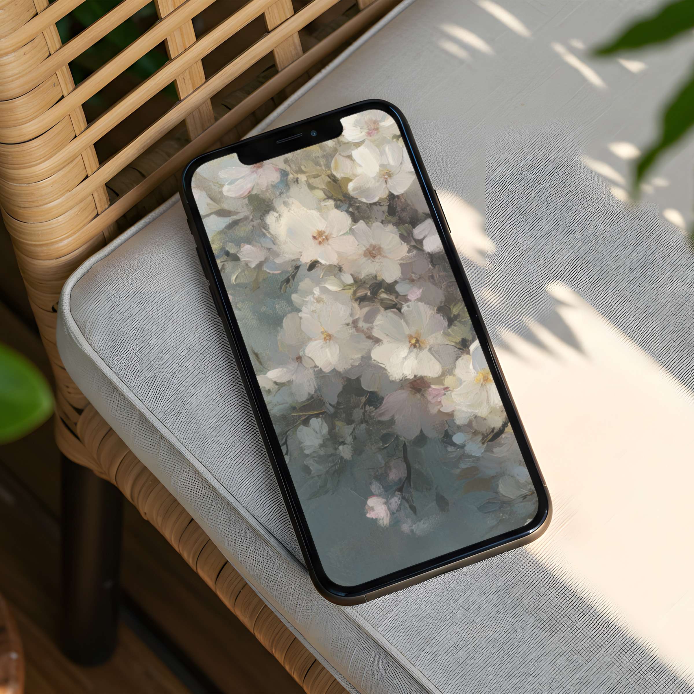 Elegant floral iPhone background for instant download brings calm inspiration to your phone with soft petals and serene tones
