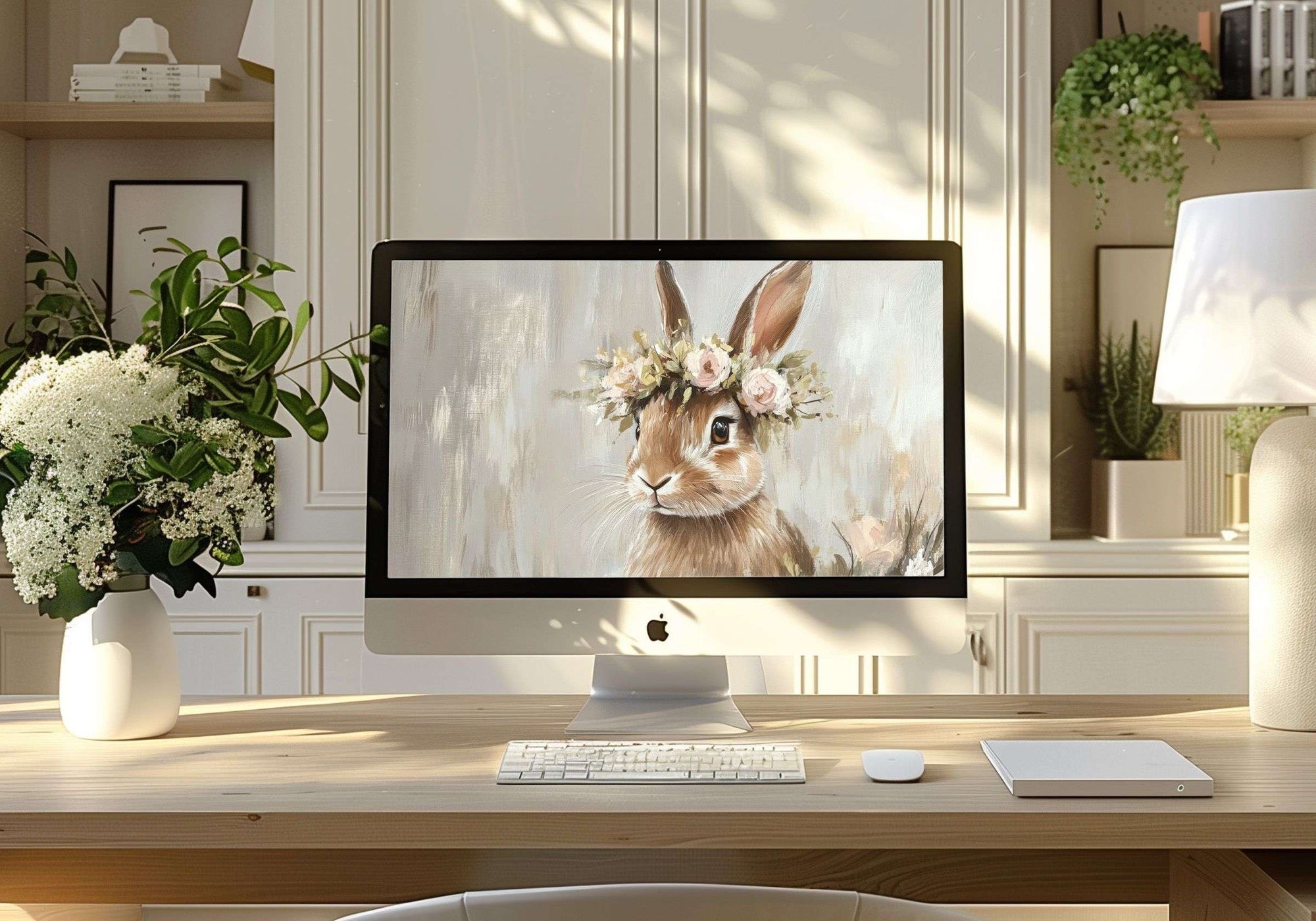 Easter Wallpaper on Mac Bunny Crowned With Floral Elegance