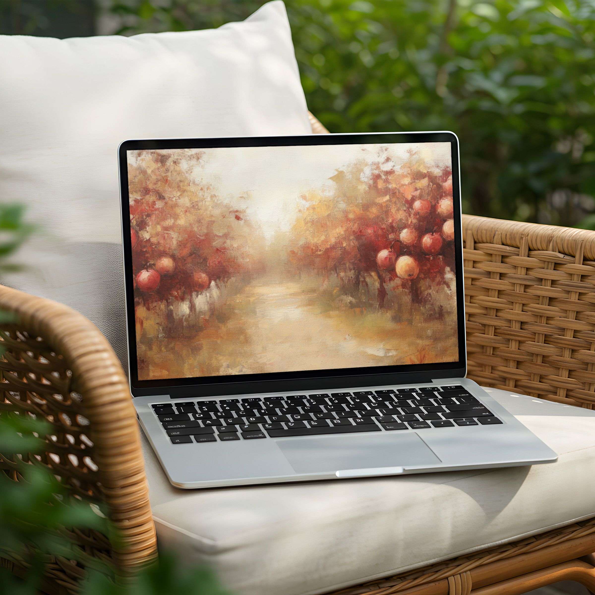 Warm autumn landscape digital art for desktop background instant download to enhance your PC or Laptop with elegance and calm