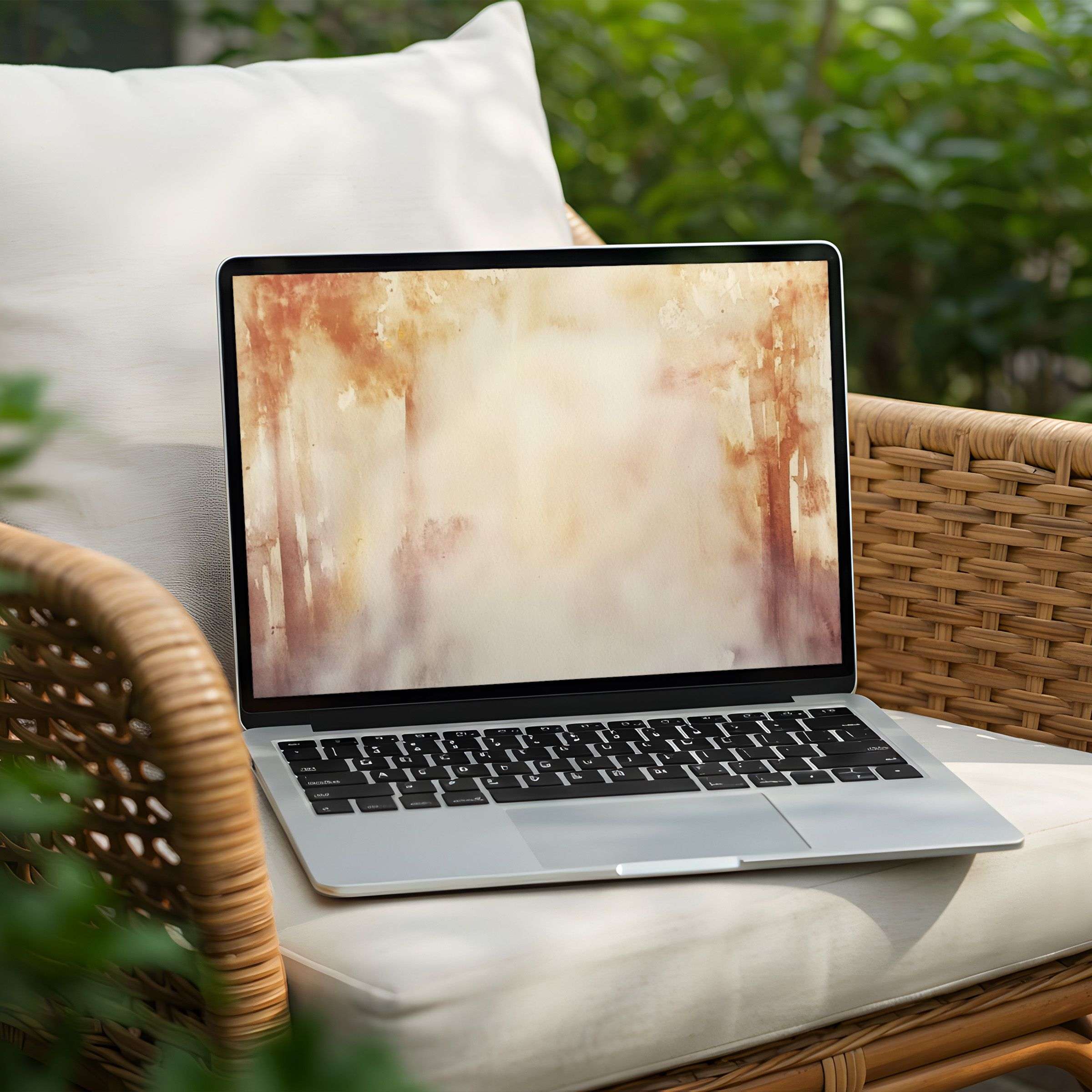 Elegant watercolor desktop background for PC and laptop, instant download for a serene, inspiring, and sustainable design ambiance