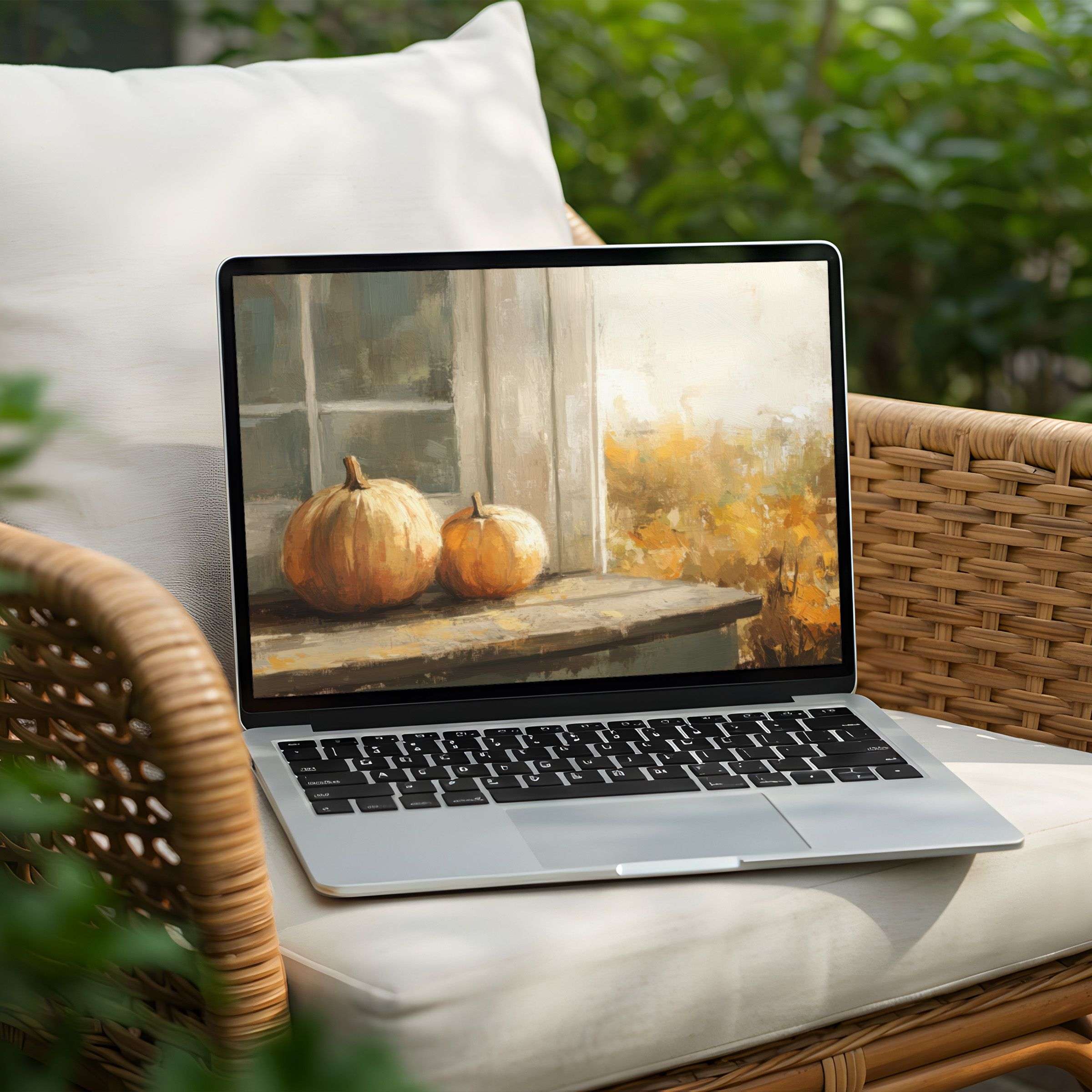 Cozy autumn desktop background for PC or Laptop evokes calm and inspiration with instant download option for mindful elegance