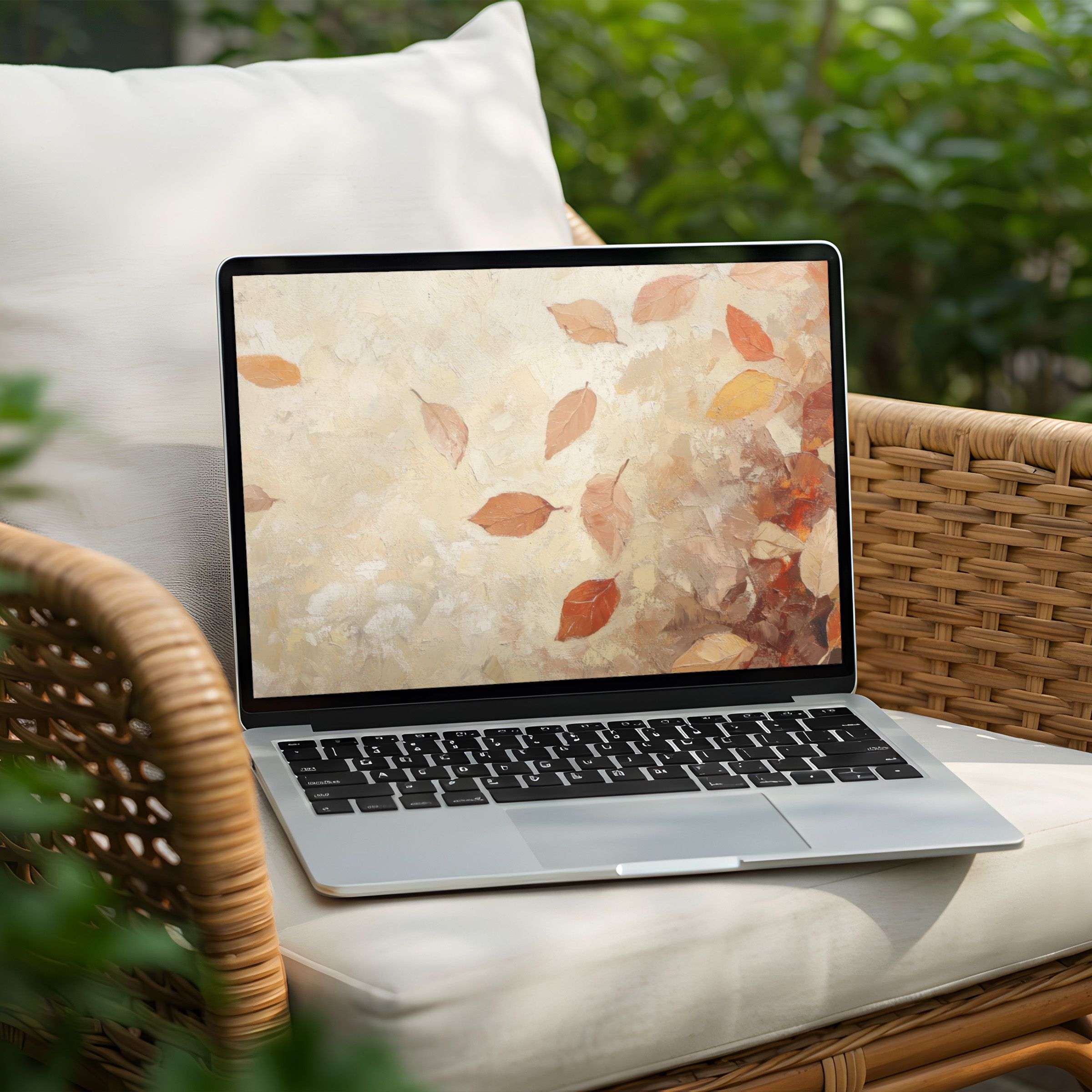Autumn leaves desktop background for PC and Laptop offers instant download for a serene, elegant, and mindful digital art experience