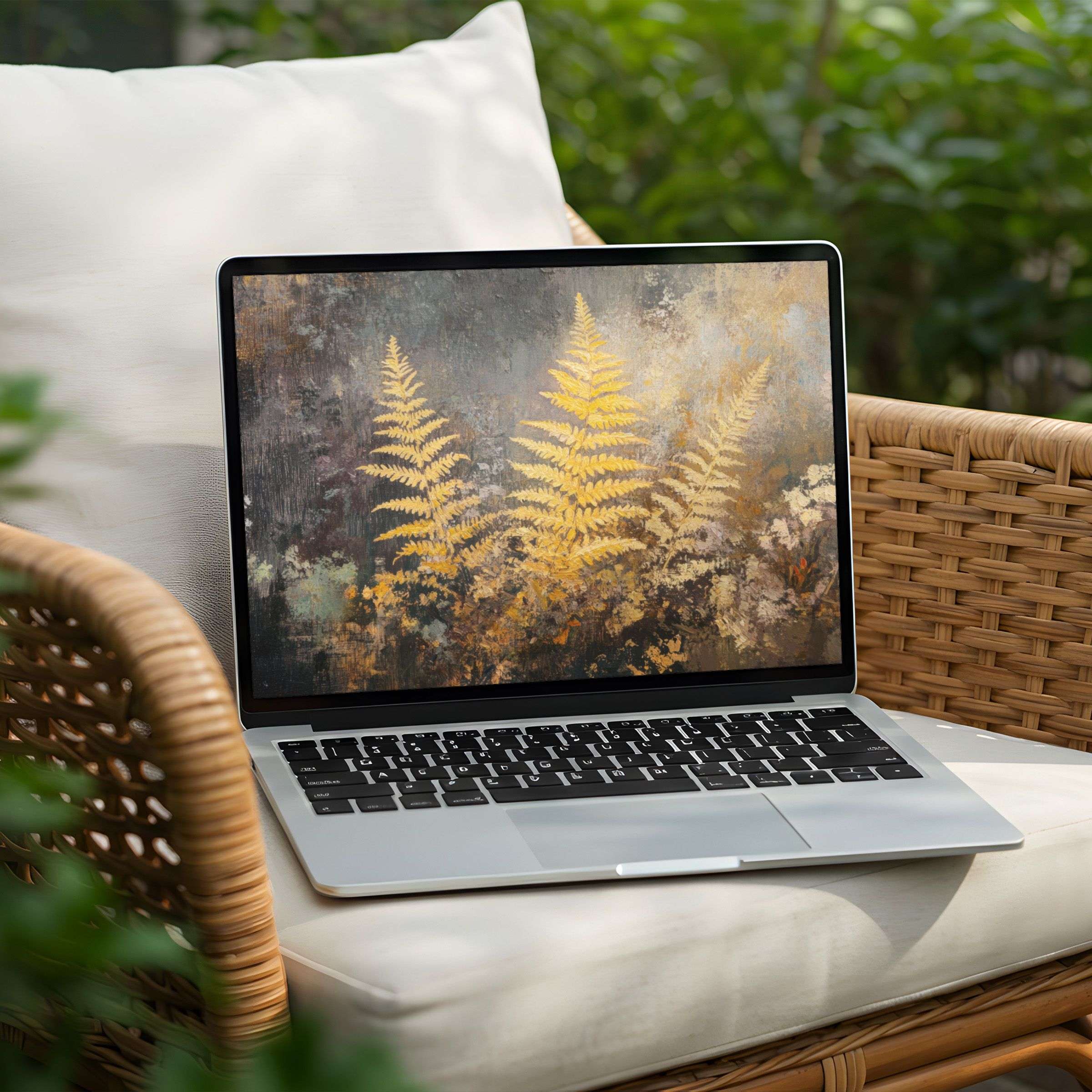 Elegant fern-themed desktop background for PC or Laptop instant download to inspire tranquility and mindfulness in your space