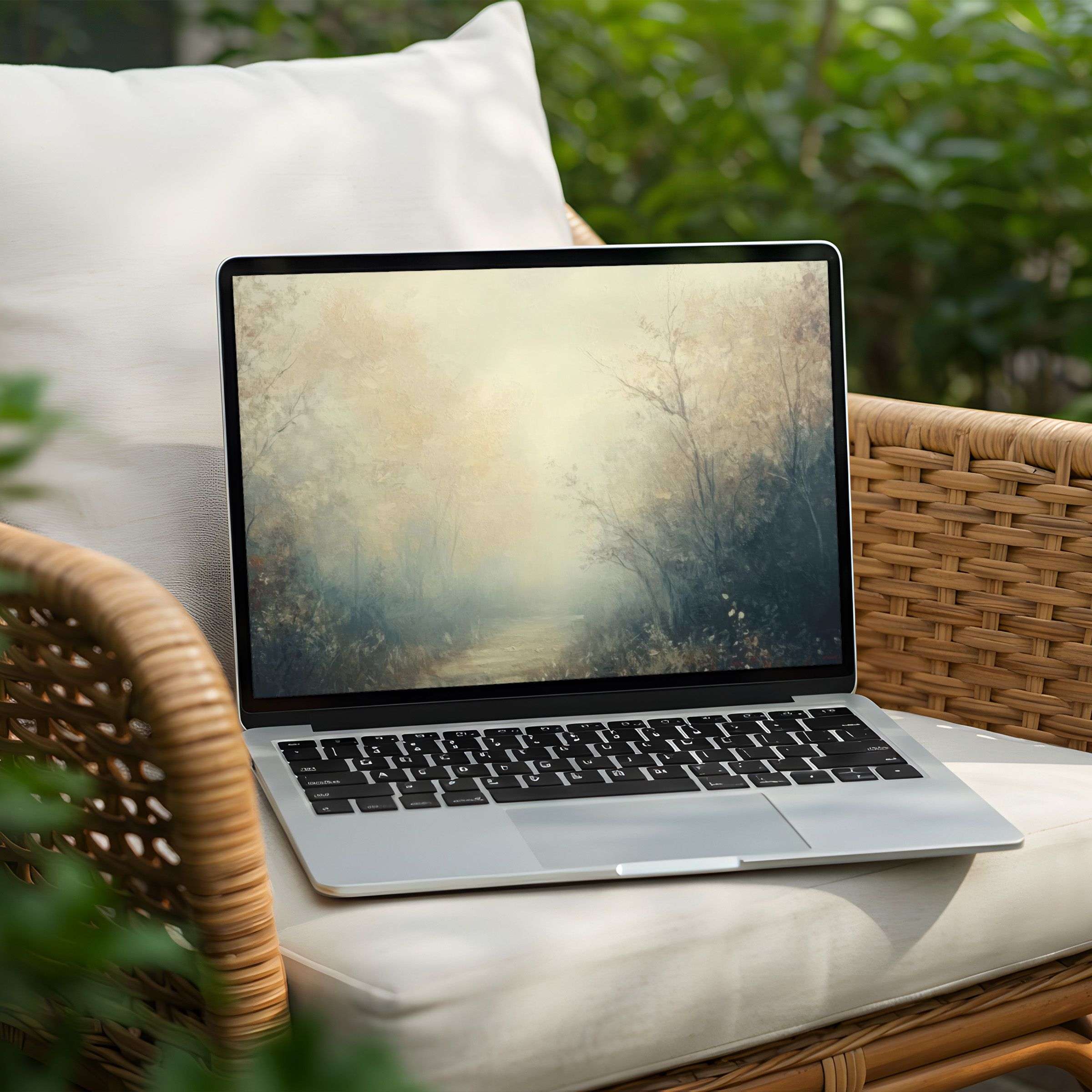 Tranquil forest scene desktop background for instant download on PC or Laptop evokes calm and elegance in your workspace