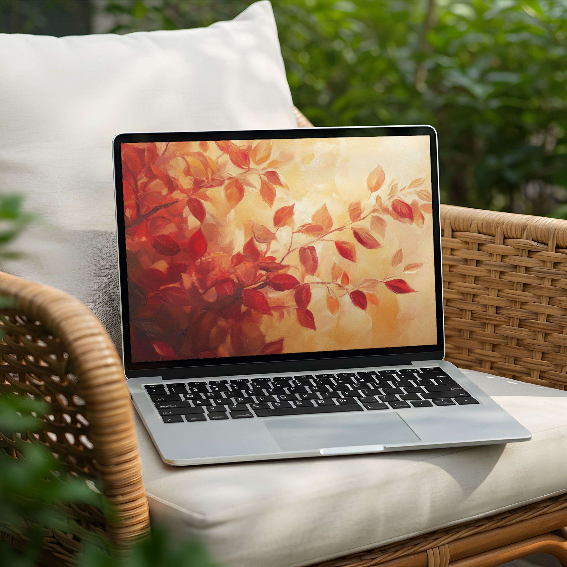 Elegant autumn leaves desktop background for PC and Laptop offering instant download for mindful inspiration and calm ambiance