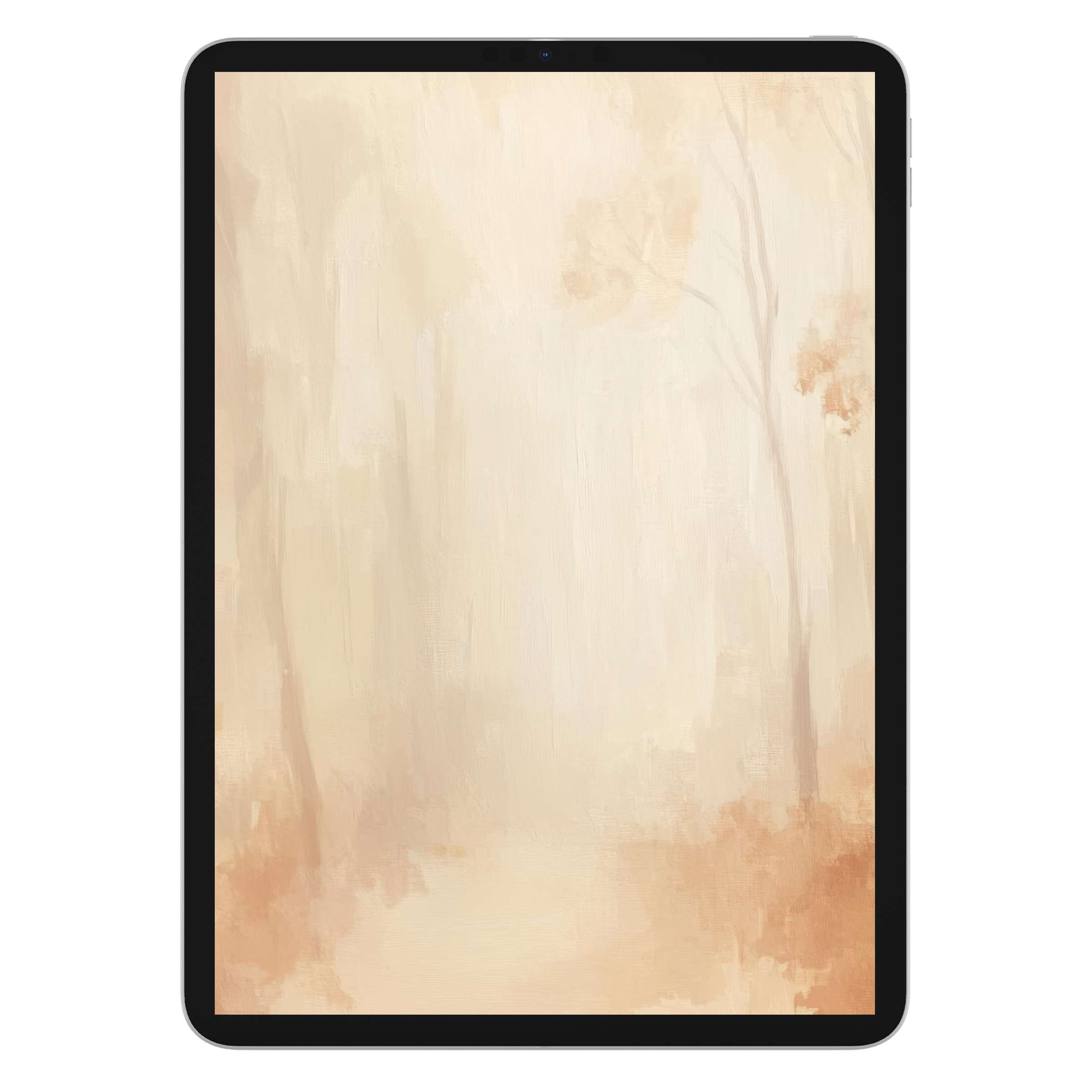 Elegant fall iPad wallpaper blending soft beige and orange hues evokes tranquility, ideal for digital download tablet background use