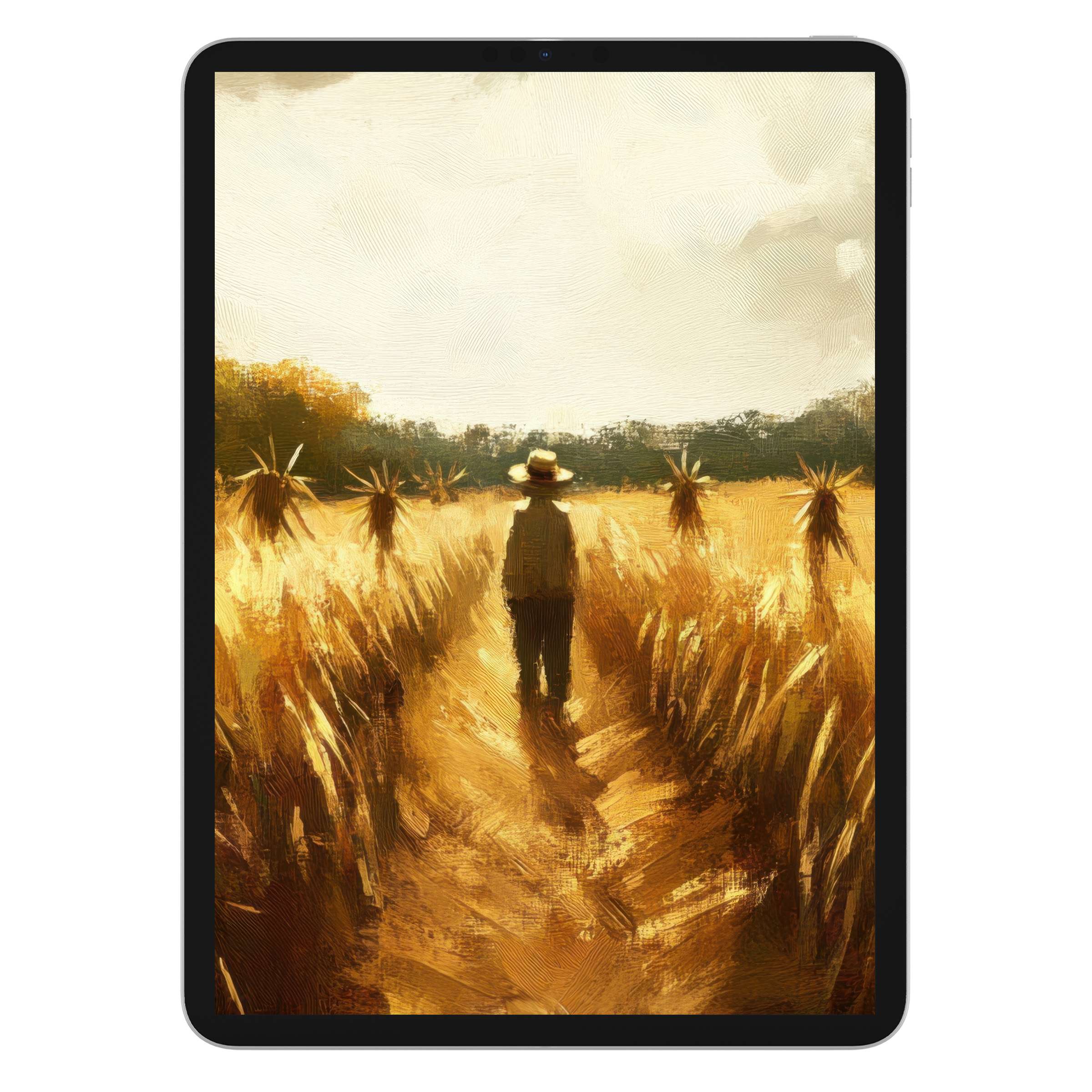 Elegant fall iPad wallpaper featuring an autumn field in warm hues for an inspiring digital download perfect for any tablet background
