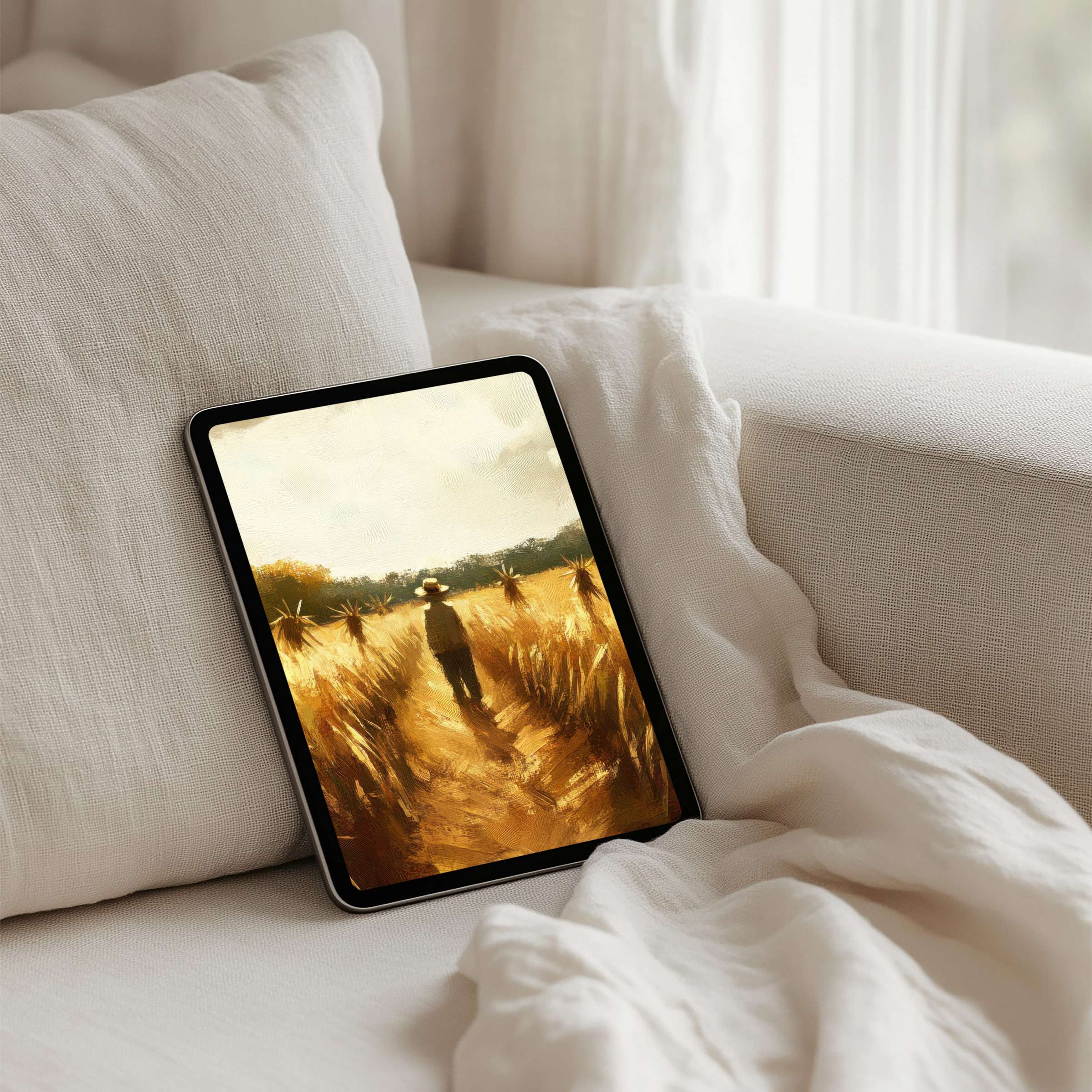 Warm-toned iPad background embodying tranquility and nature for instant download, perfect for any tablet to inspire calm mindfulness