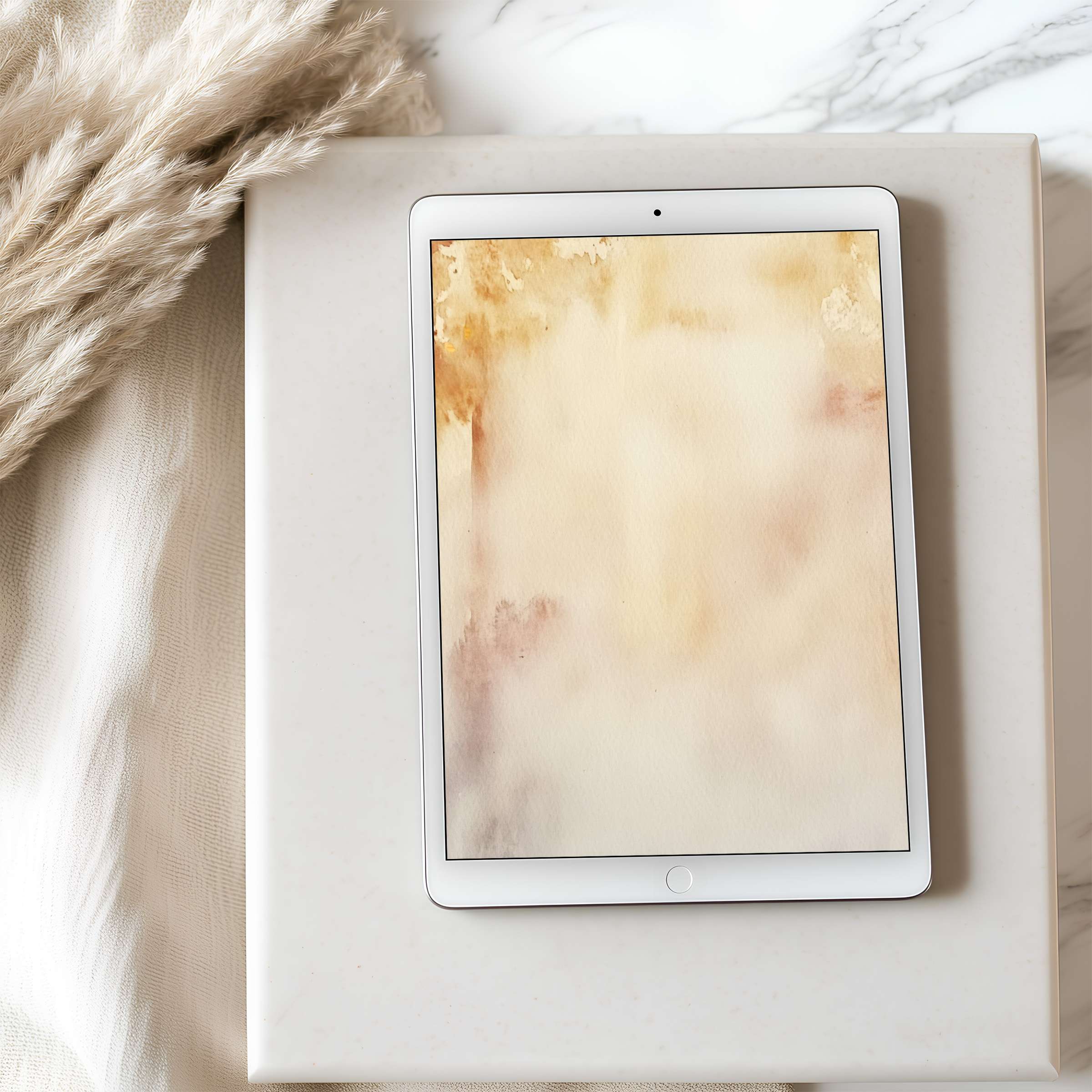 Elegant tablet wallpaper with warm watercolor hues creates a calming atmosphere suitable for high-resolution iPad and Android downloads
