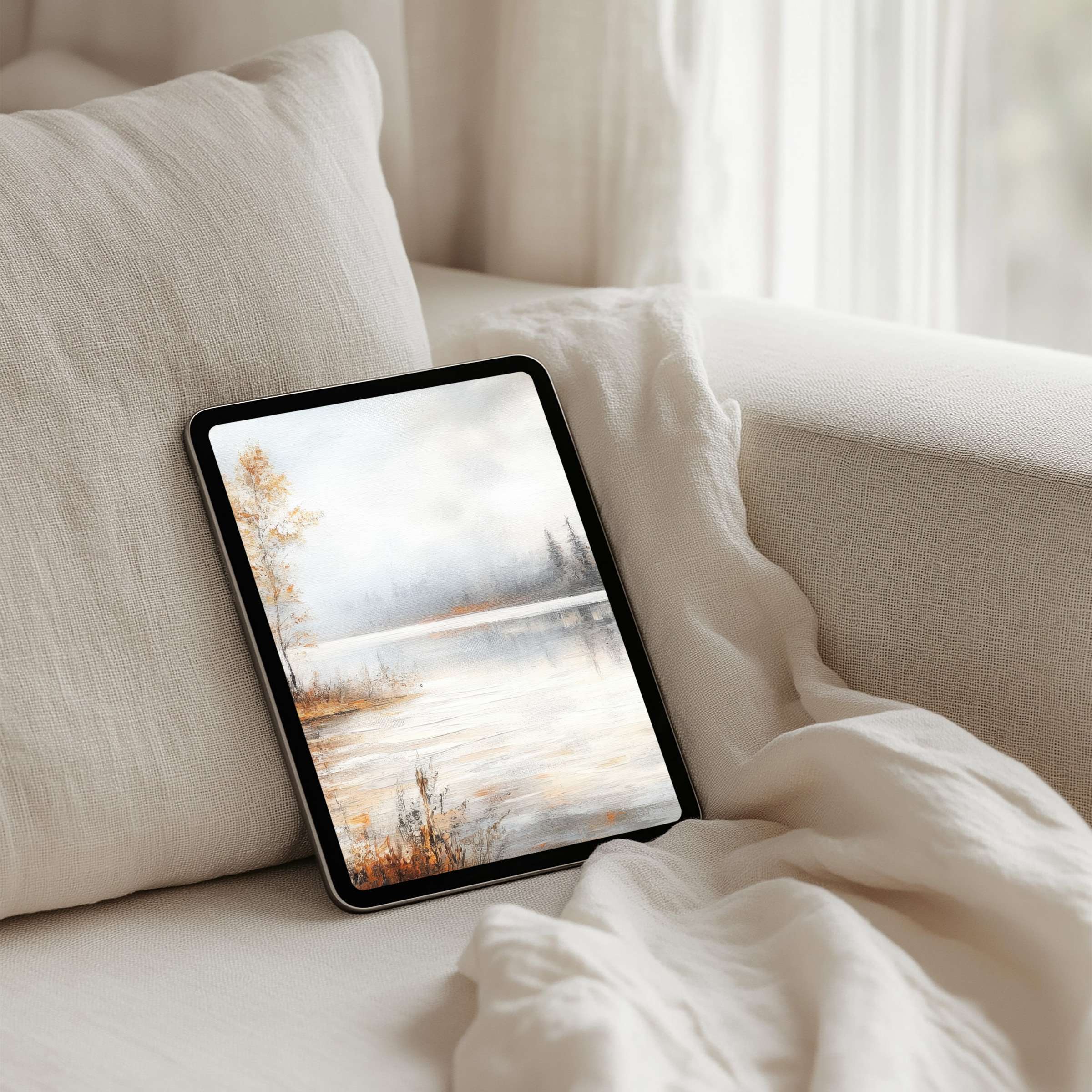 Serene watercolor landscape iPad background for instant download offers elegance and calm for any tablet Samsung or Android user