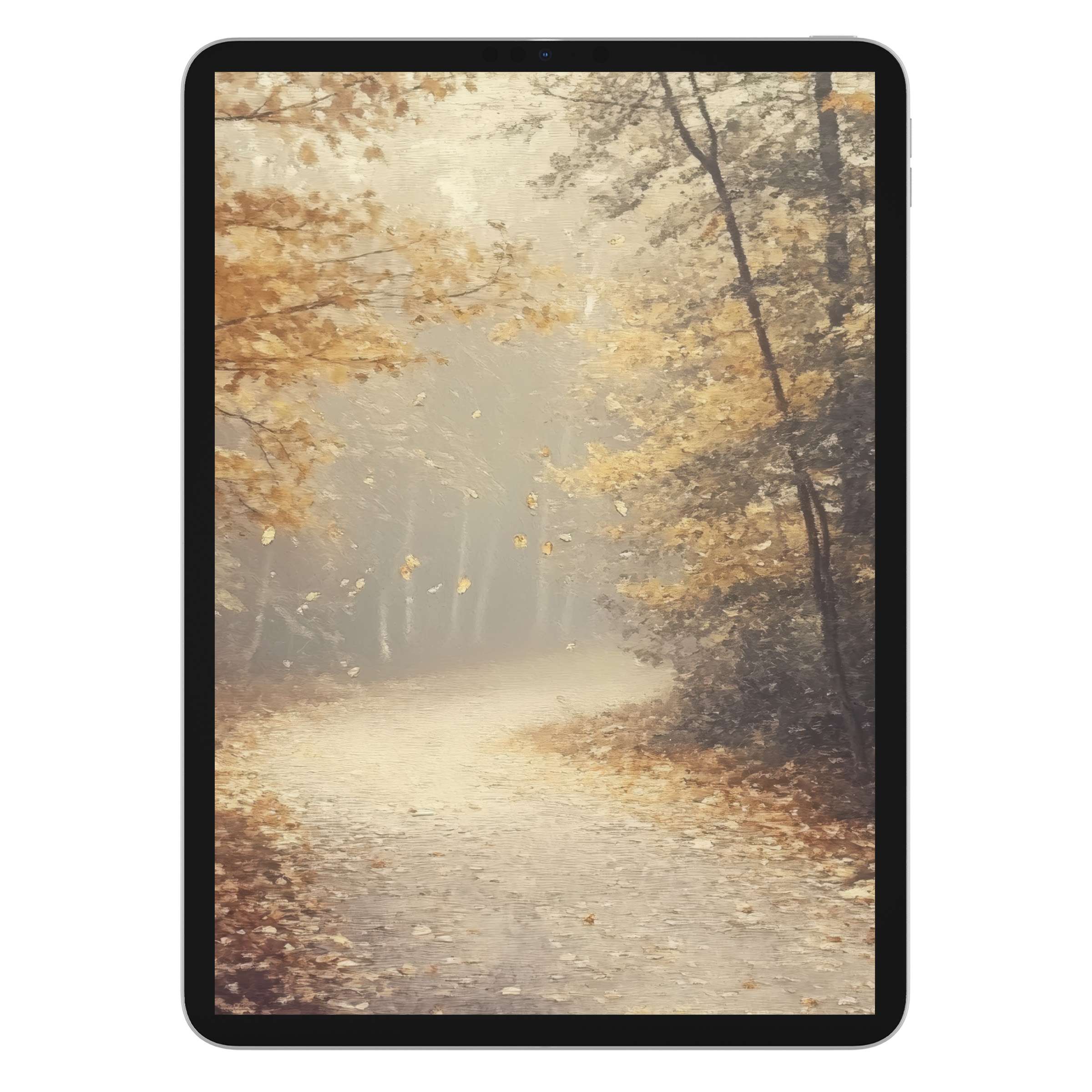 Autumn path fall iPad wallpaper digital download offers serene tablet background with warm hues perfect for Android screens