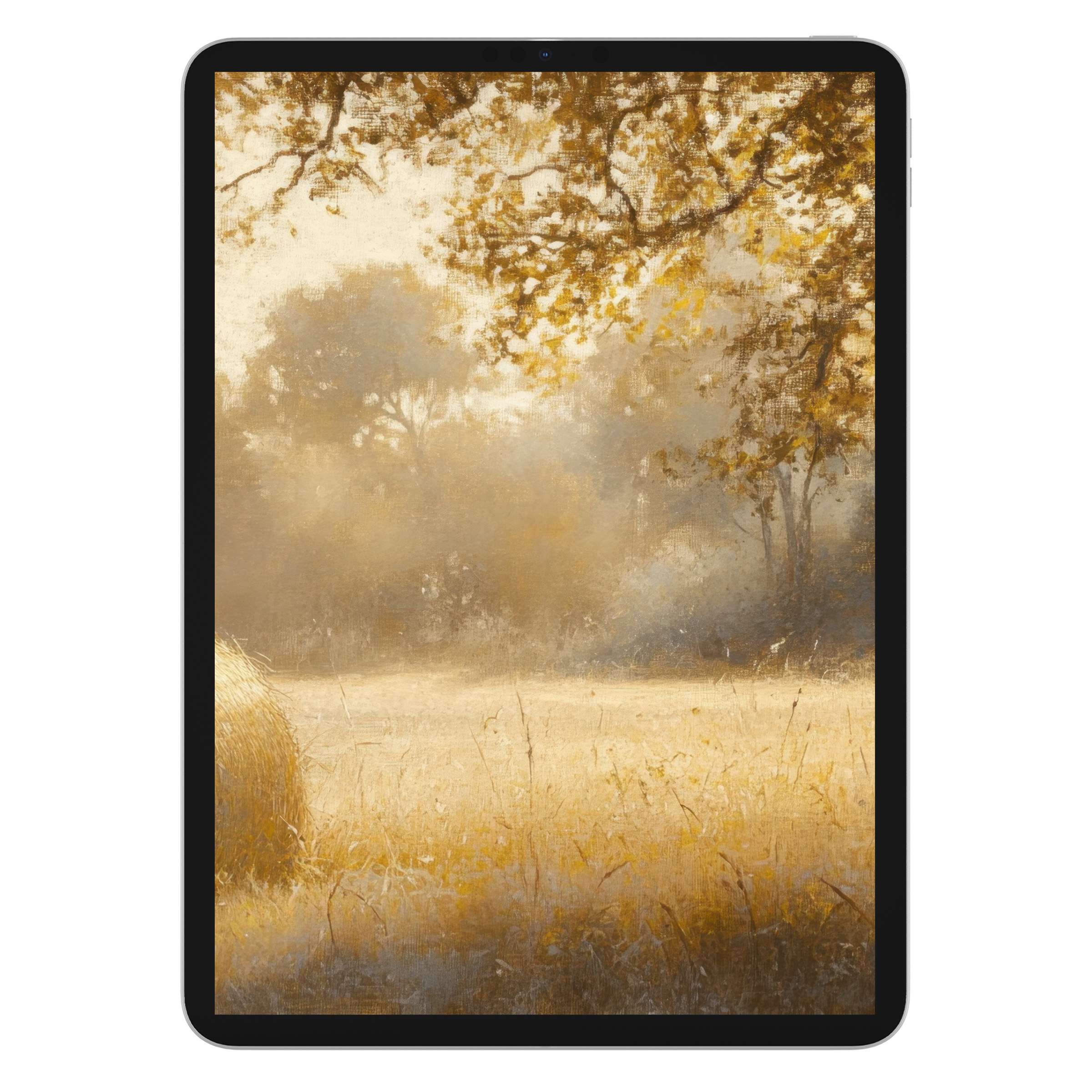 Warm golden autumn landscape creates a serene fall iPad wallpaper perfect for tablet background digital download to inspire calm