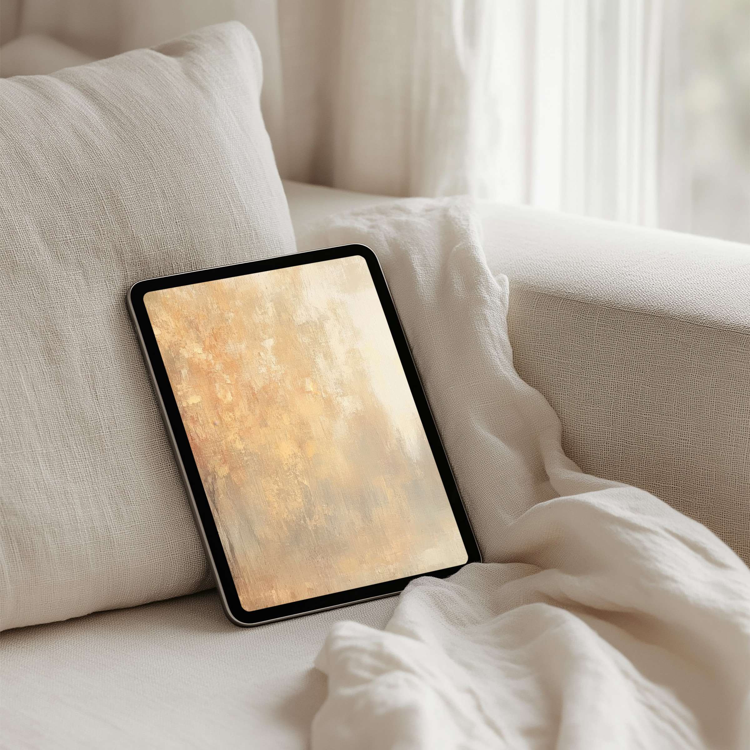 Elegant iPad background artwork with warm tones providing mindfulness and inspiration for instant download on any tablet device
