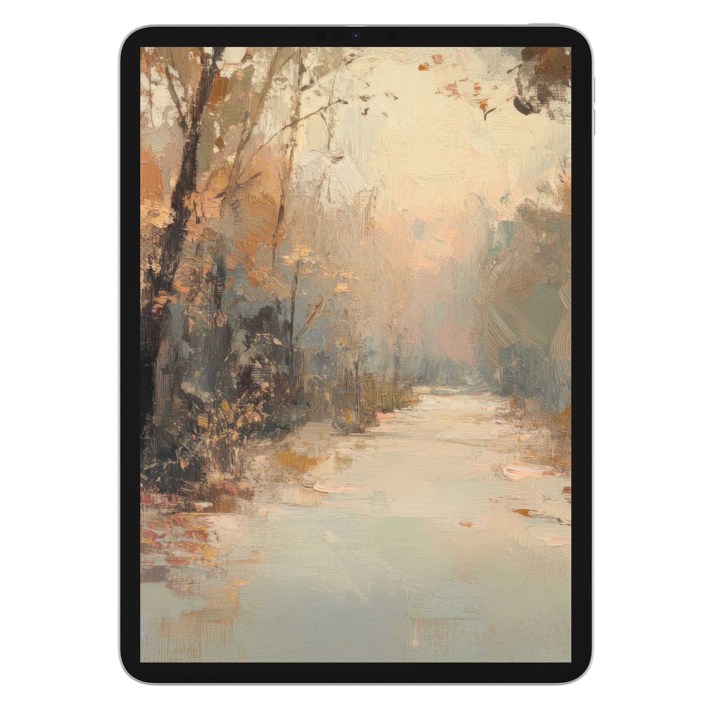 Elegant fall iPad wallpaper in warm hues creates a serene background on your tablet digital download for Android and Samsung