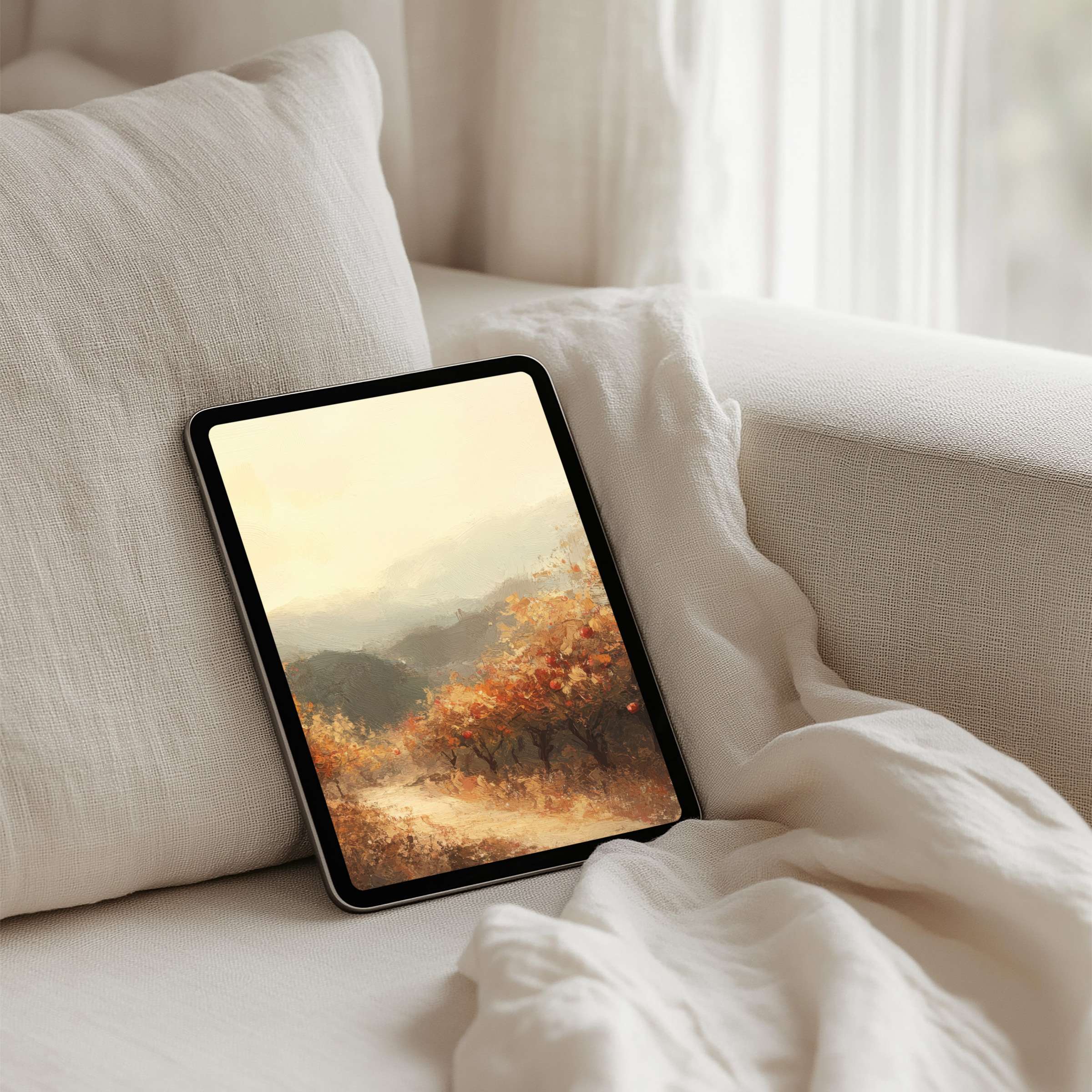Warm autumn landscape iPad background brings calm elegance with this instant download, perfect for any tablet and mindful inspiration