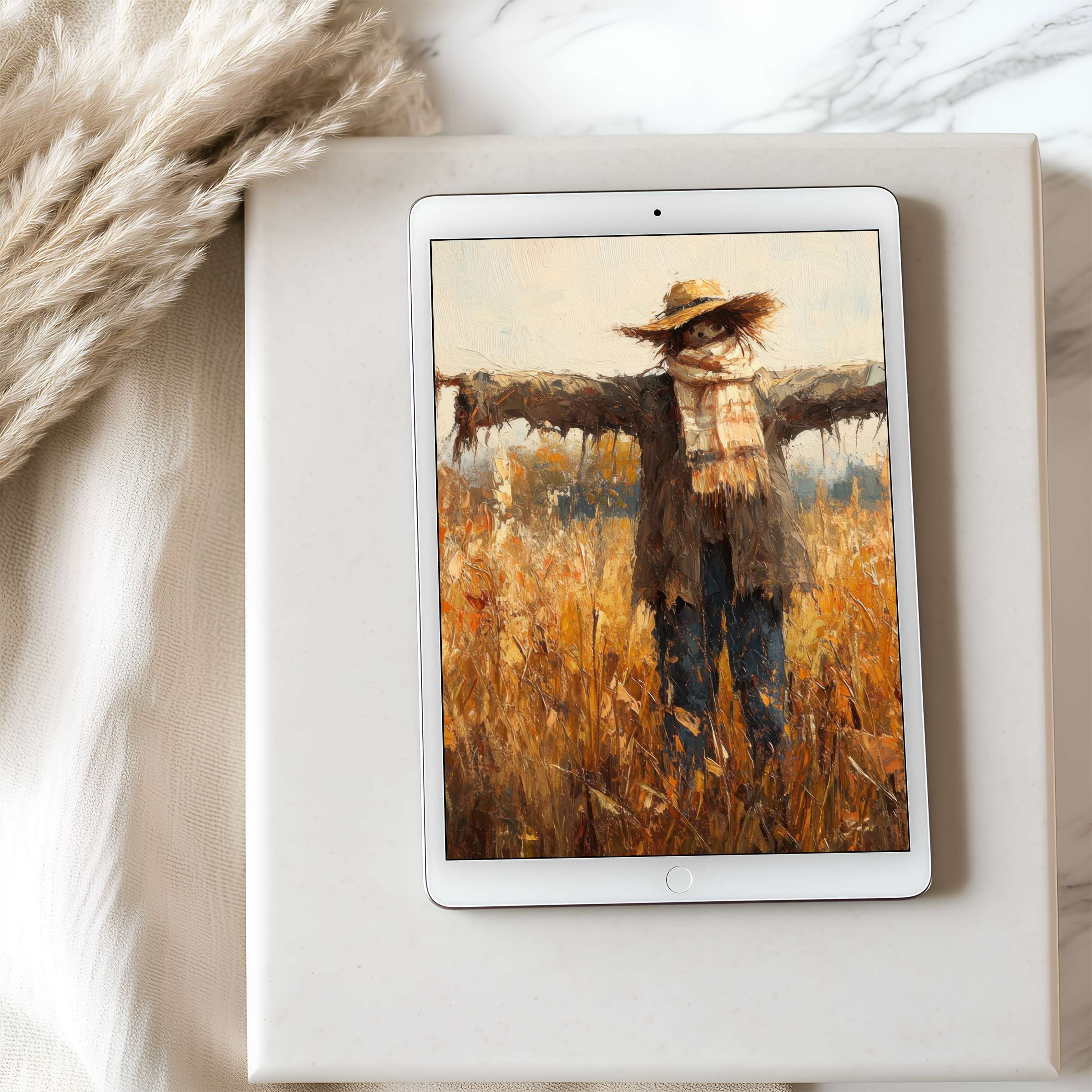 Serene autumn-inspired tablet wallpaper in high resolution, crafted for iPad and Android, evokes tranquility and aesthetic elegance in any space