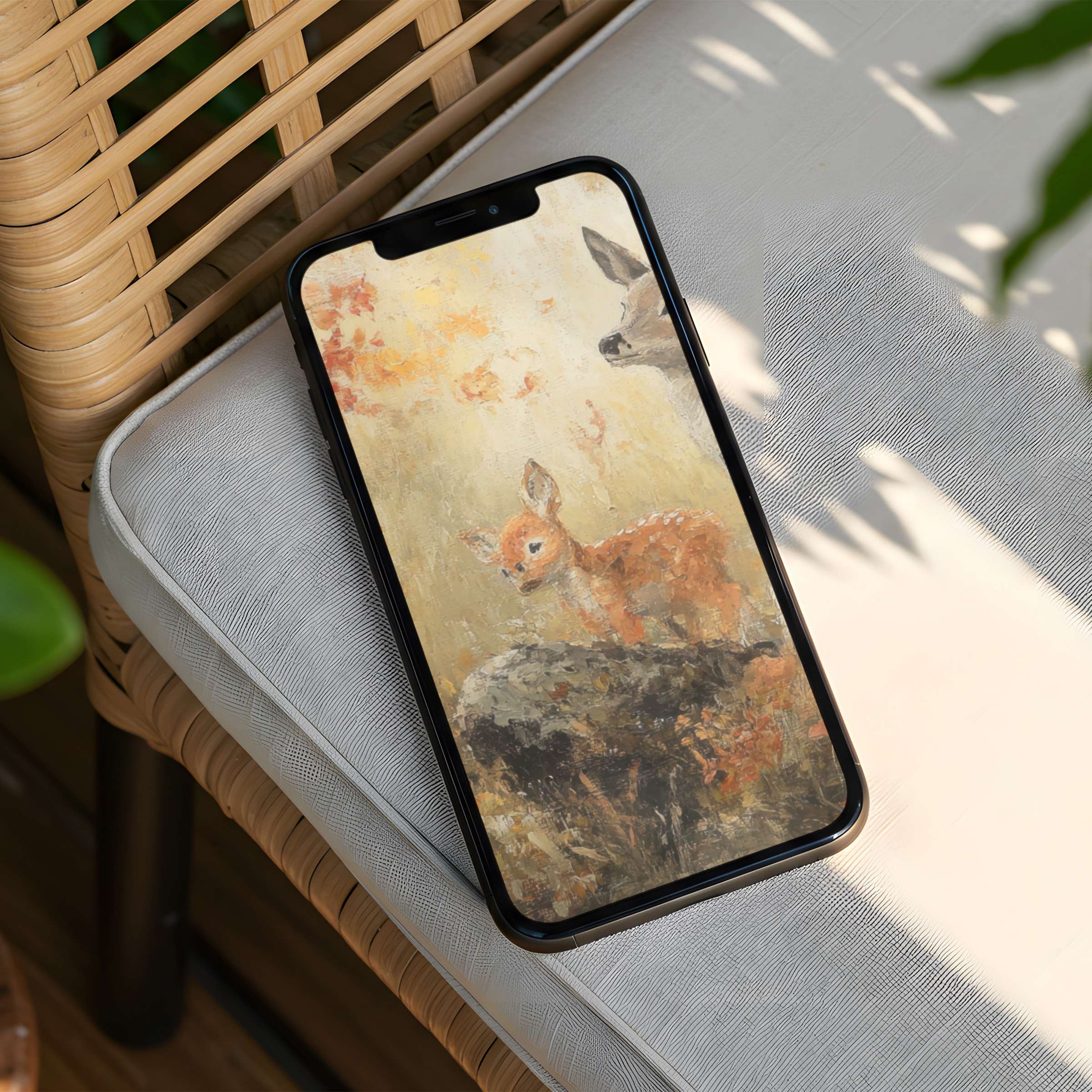Elegant deer-themed iPhone background offers calm and inspiration, perfect for your phone, instant download for mindful living