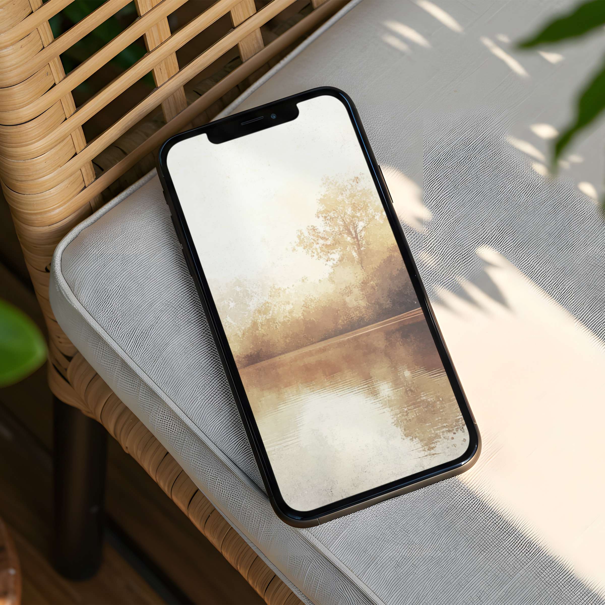 Elegant watercolor landscape iPhone background offering instant download for phone screens inspiring mindfulness and aesthetic calmness