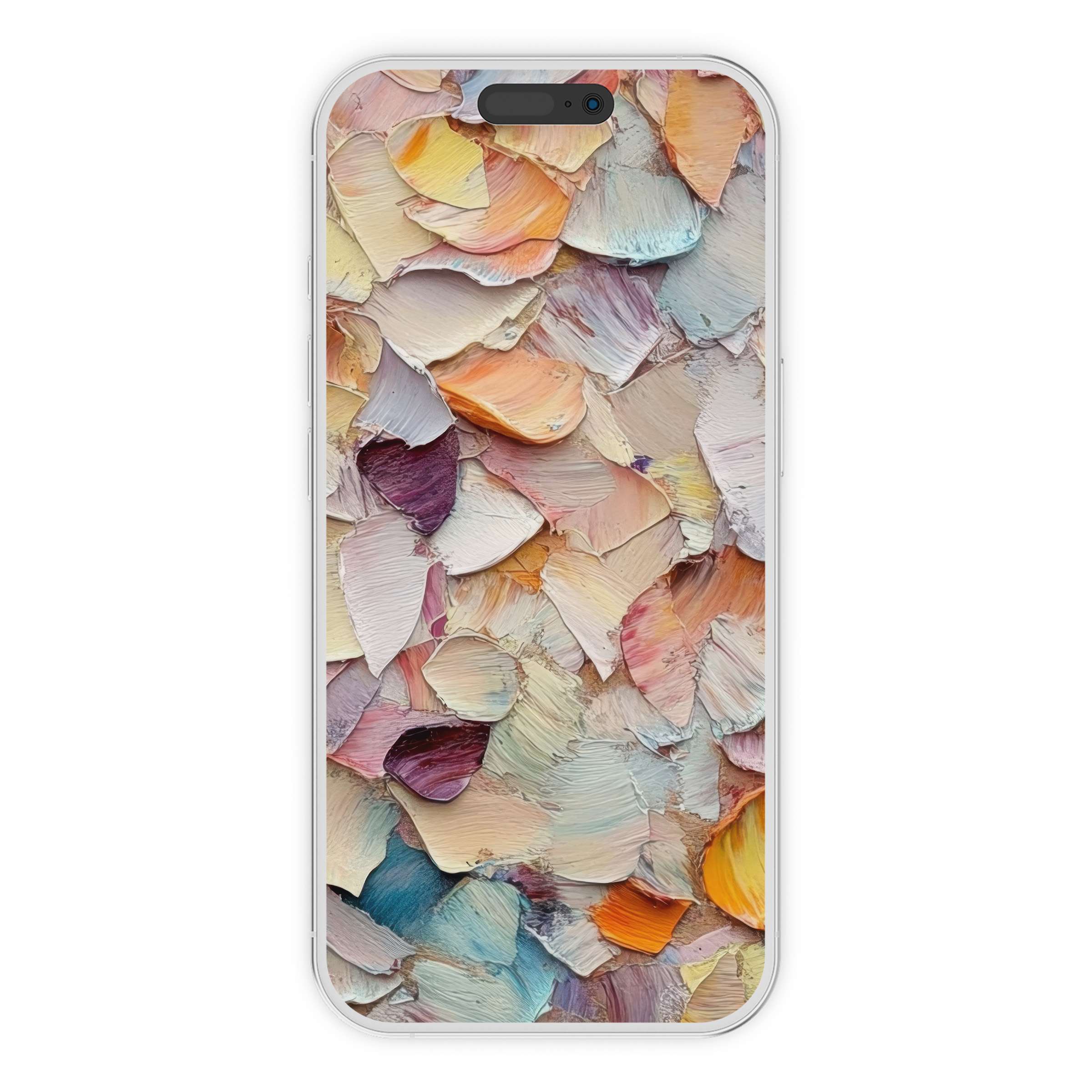 Elegant fall iPhone wallpaper with textured pastel brushstrokes creating a calming phone background available as digital download art