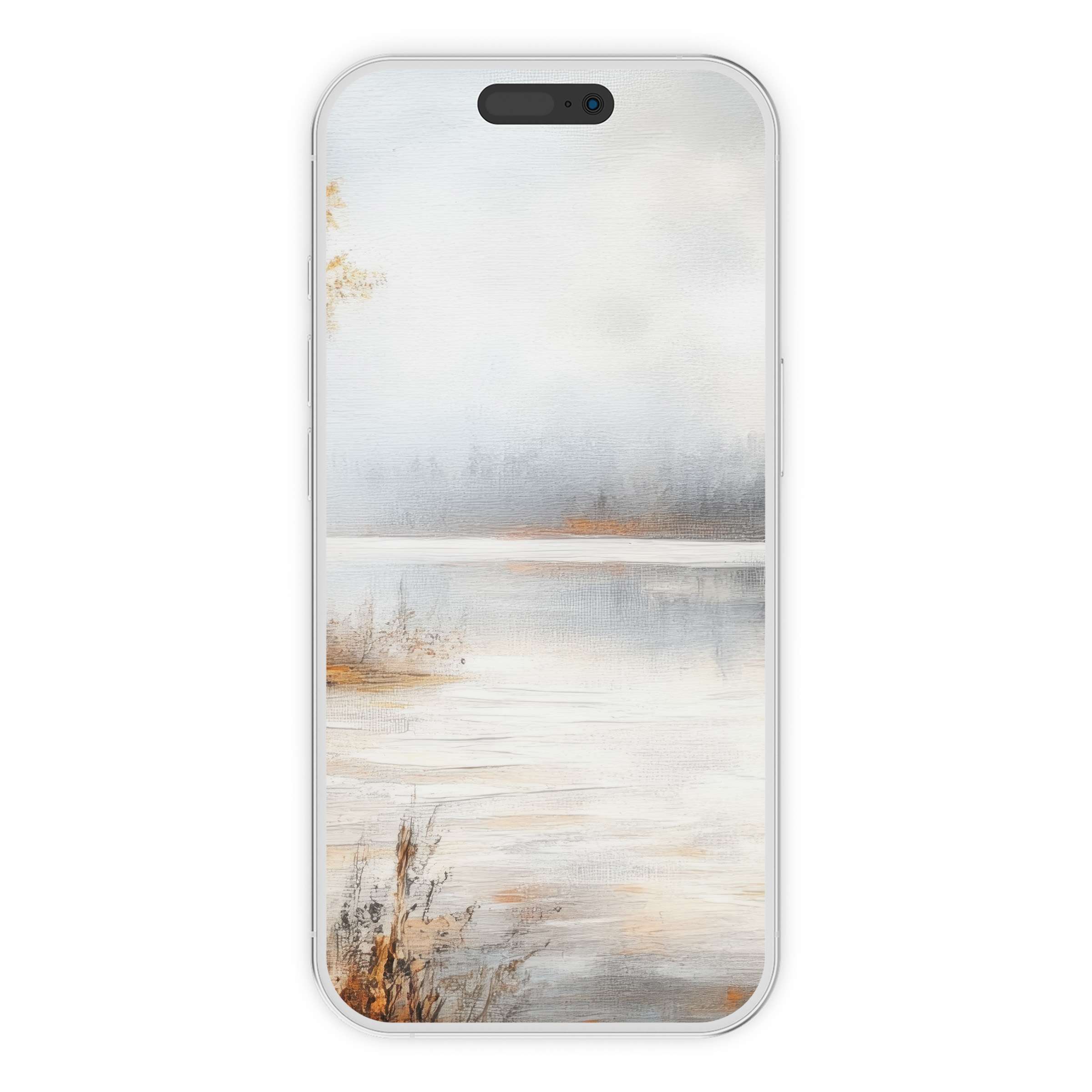 Elegant fall iPhone wallpaper with serene watercolor landscape, perfect phone background, digital download for calming vibes