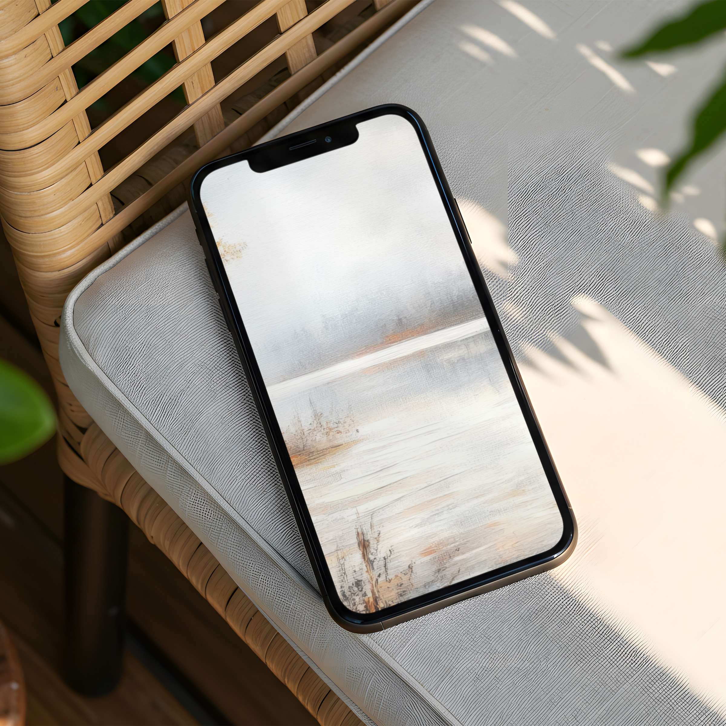 Elegant iPhone background with serene watercolor landscape, perfect for mindfulness and inspiration available for instant download for phone users