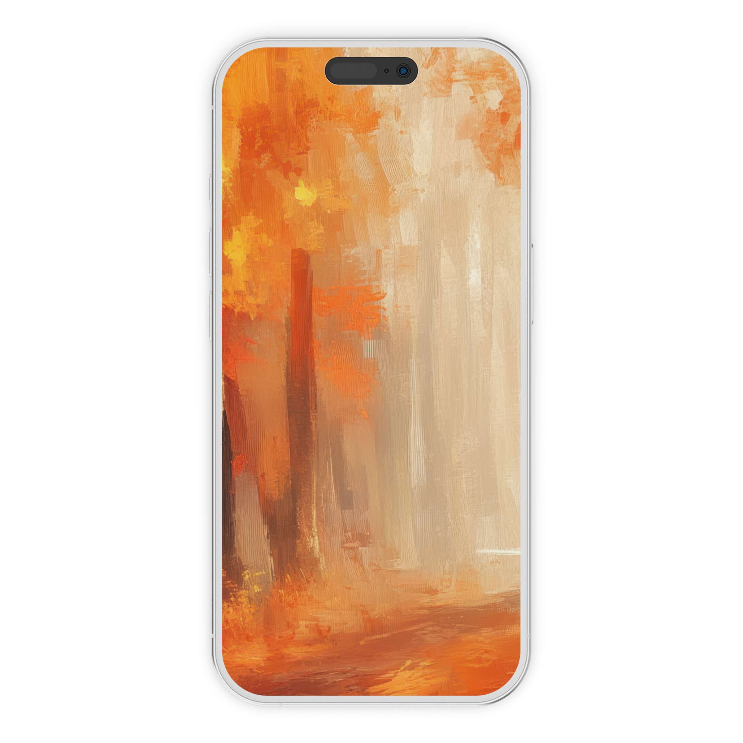 Warm fall iPhone wallpaper with rustic paint strokes creates a serene phone background ideal for digital download and seasonal elegance