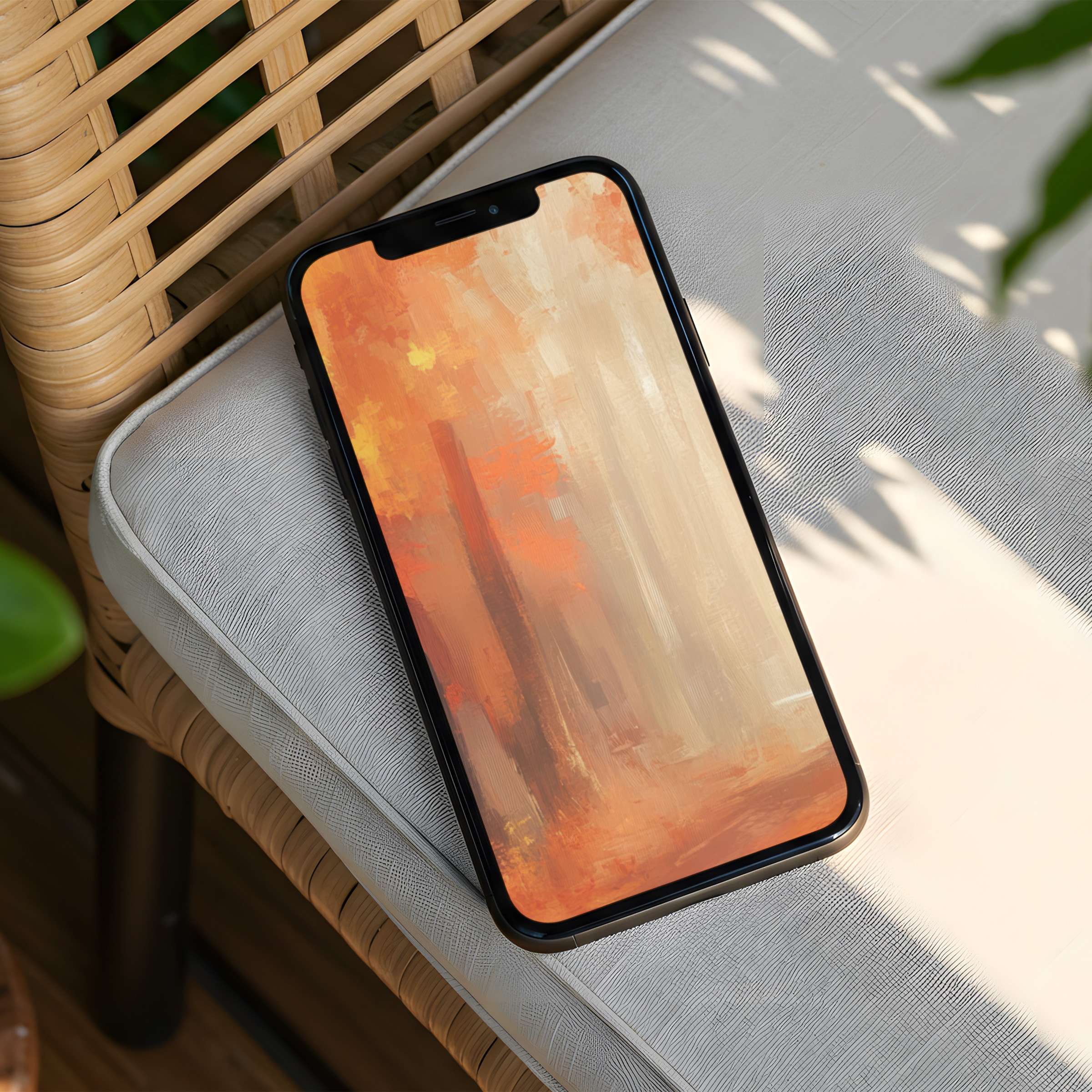 Elegant abstract iPhone background in warm autumn tones offering instant download for phone screens inspiring calm and mindfulness