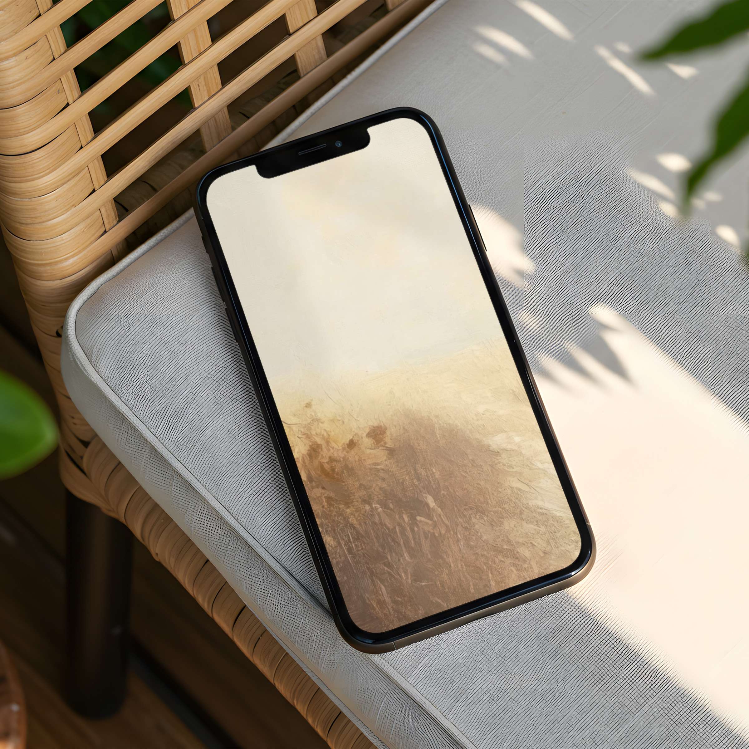 Elegant landscape iPhone background with calming neutral tones evokes mindfulness for design-conscious phone users seeking instant download