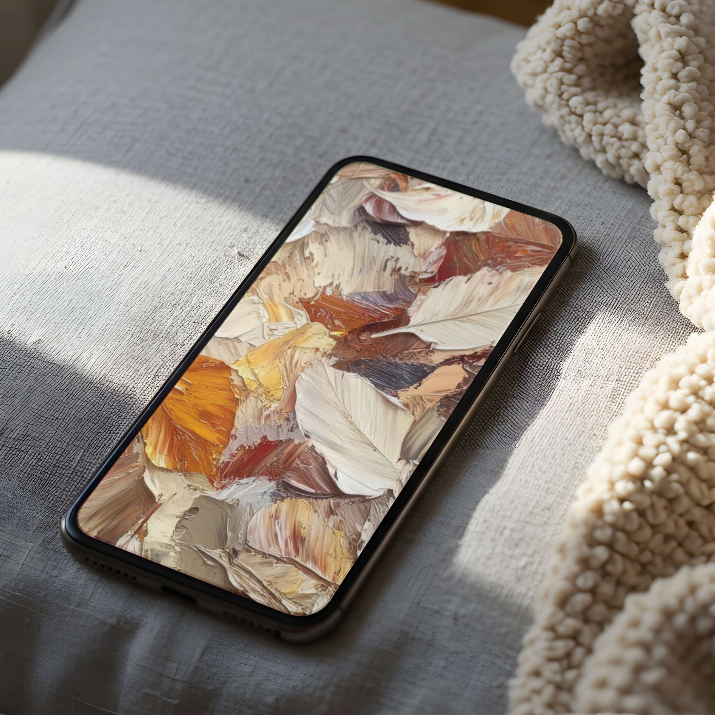 Curated phone wallpaper with elegant earthy tones and textured abstract patterns, perfect for high-resolution iPhone and android screens