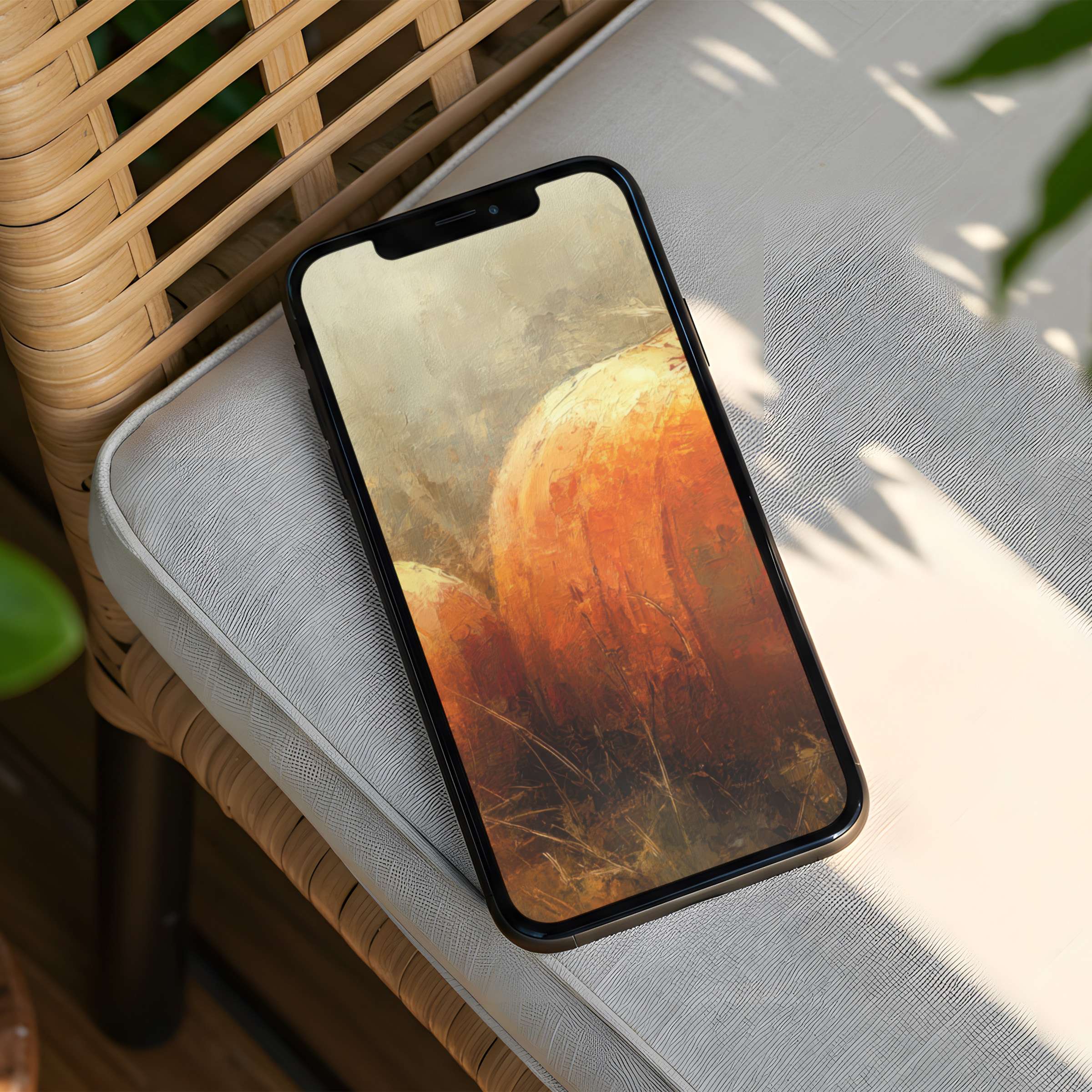 Elegant abstract art iPhone background in warm earth tones brings calm and inspiration instant download for any phone