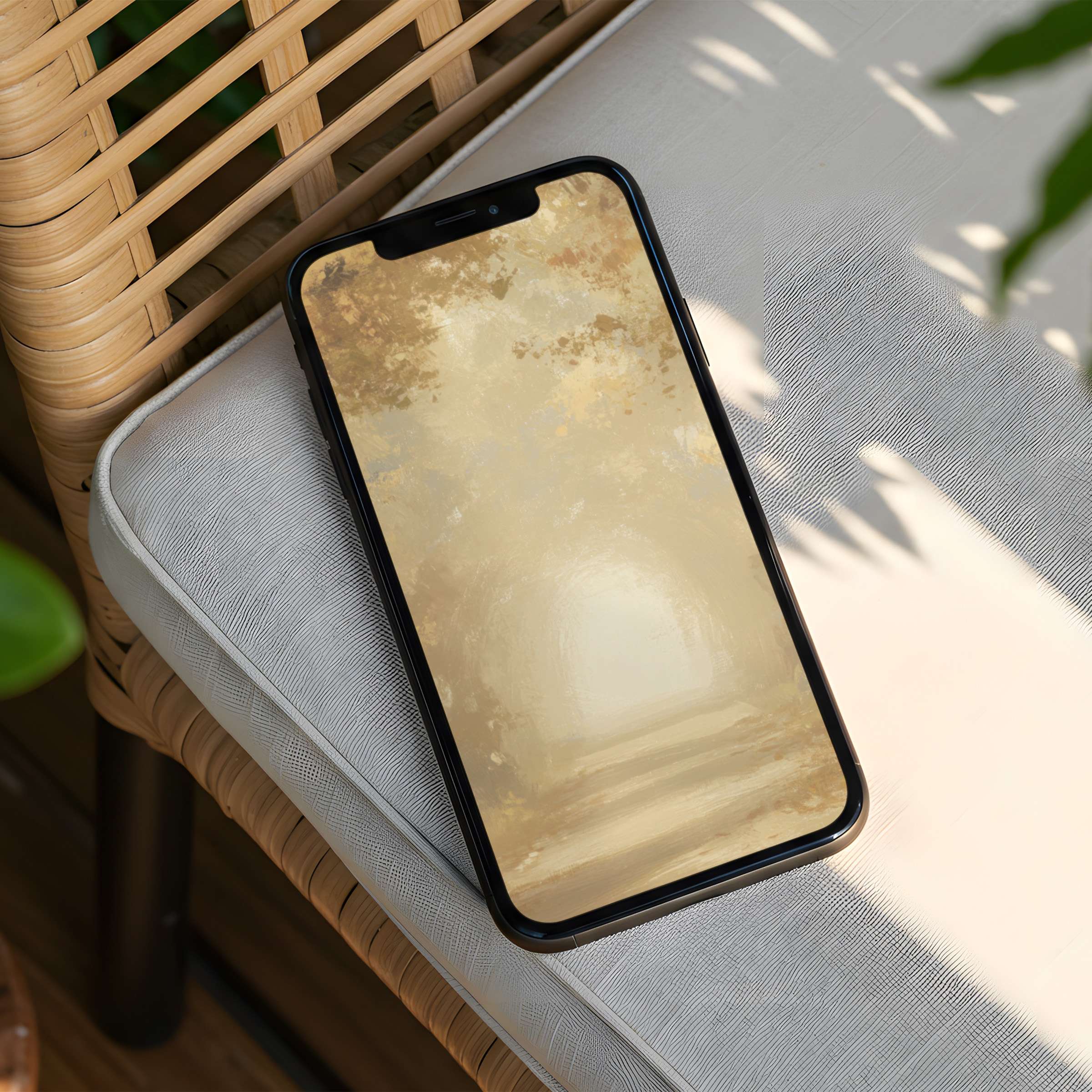 Elegant iPhone background with warm, earthy tones evokes calm and mindfulness, perfect for instant download on any phone
