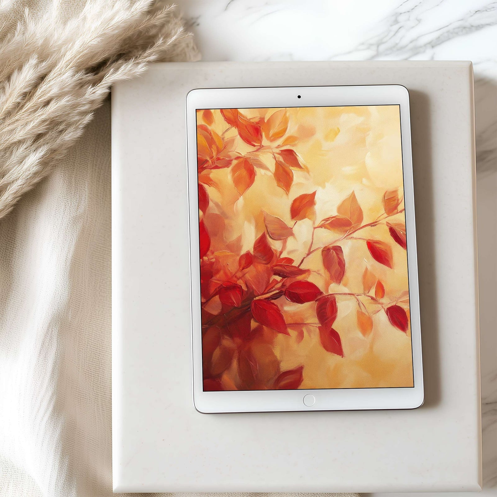 Fall iPad Wallpaper Impressionism Leaves Close Neutral Palette