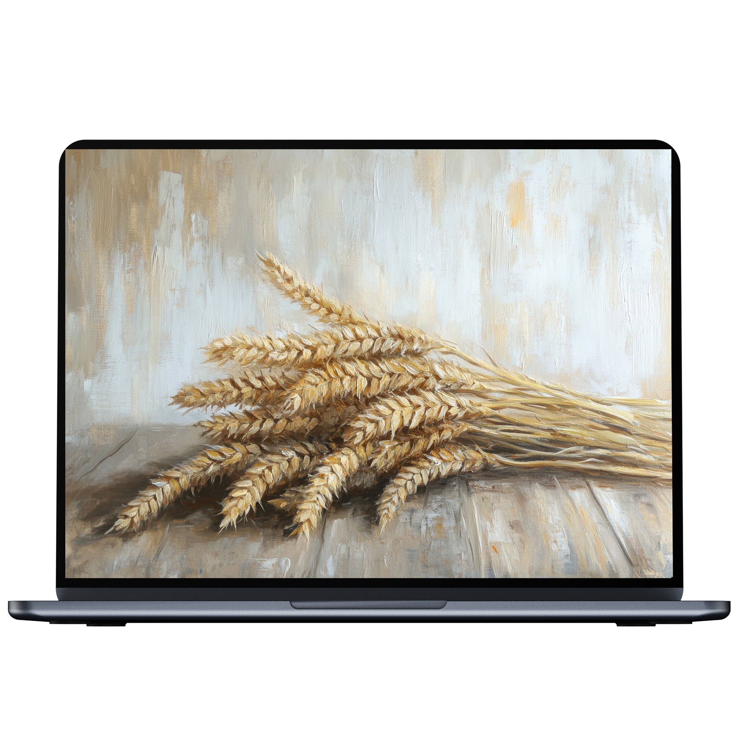 Farmhouse desktop wallpaper digital download showcasing rustic wheat against soft textures adds elegance to any PC or laptop screen