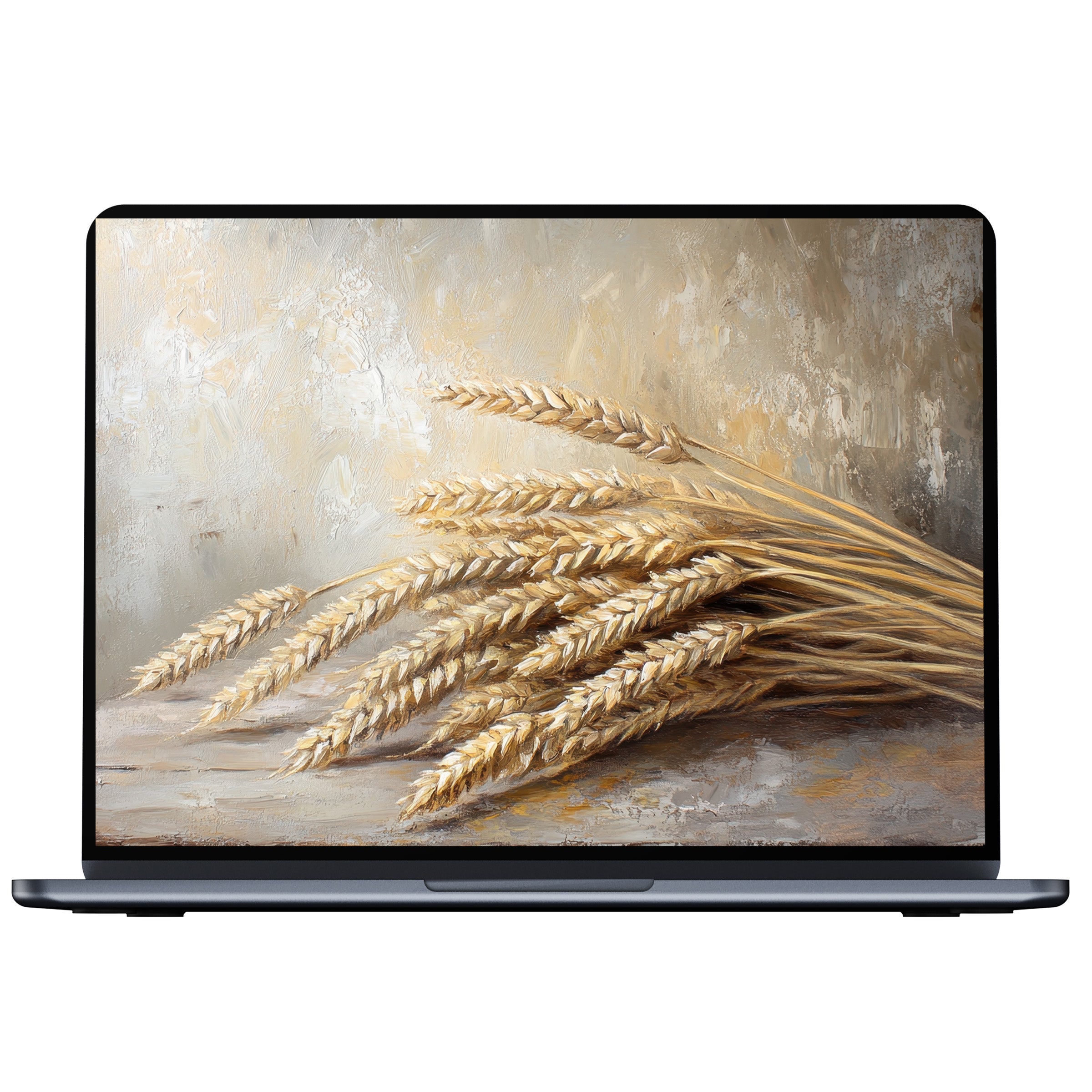 Farmhouse desktop wallpaper digital download with wheat art offers elegant calm for PC or laptop inspiring mindfulness and serenity
