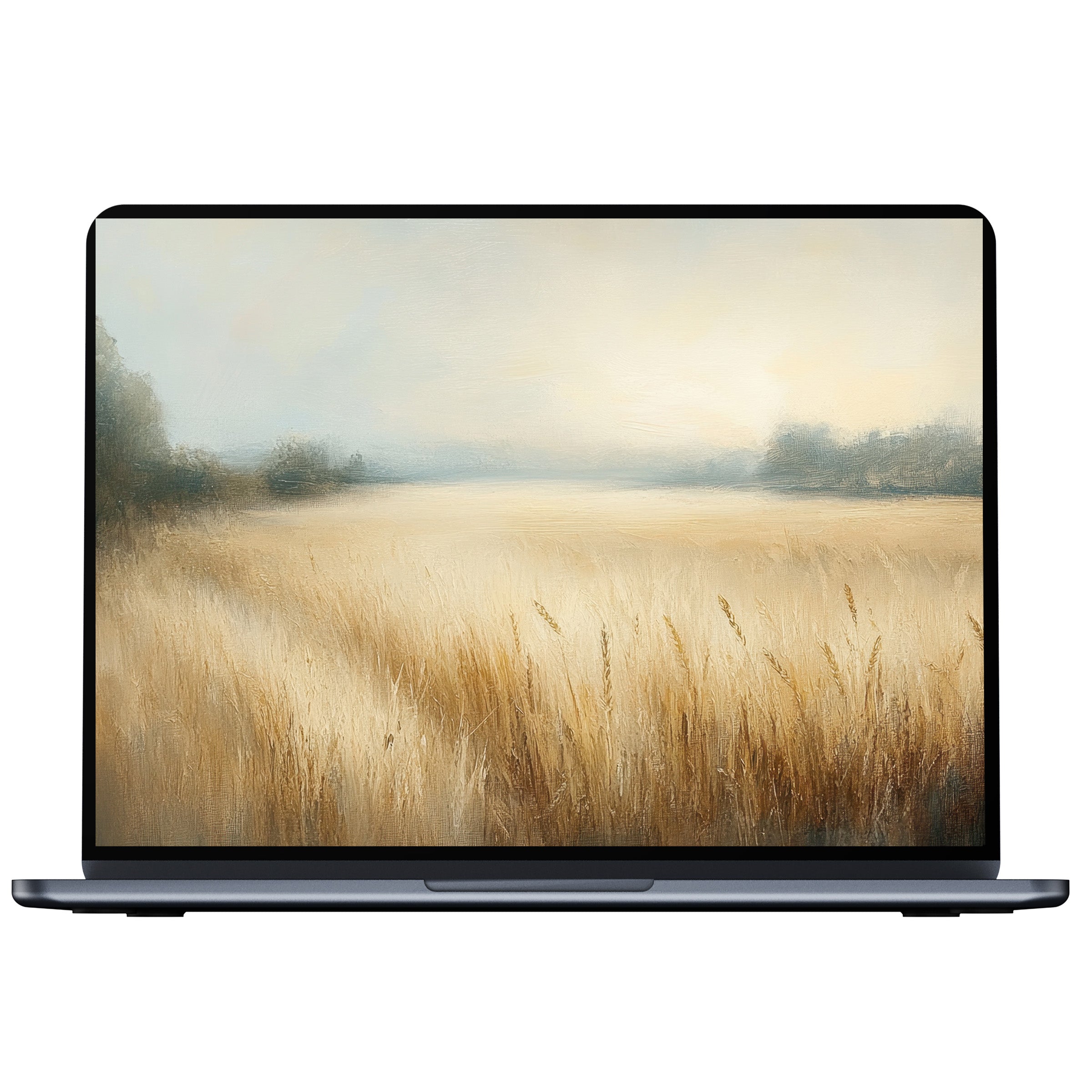 Farmhouse desktop wallpaper for pc and laptop offers a calm digital download with serene golden fields and soft textures