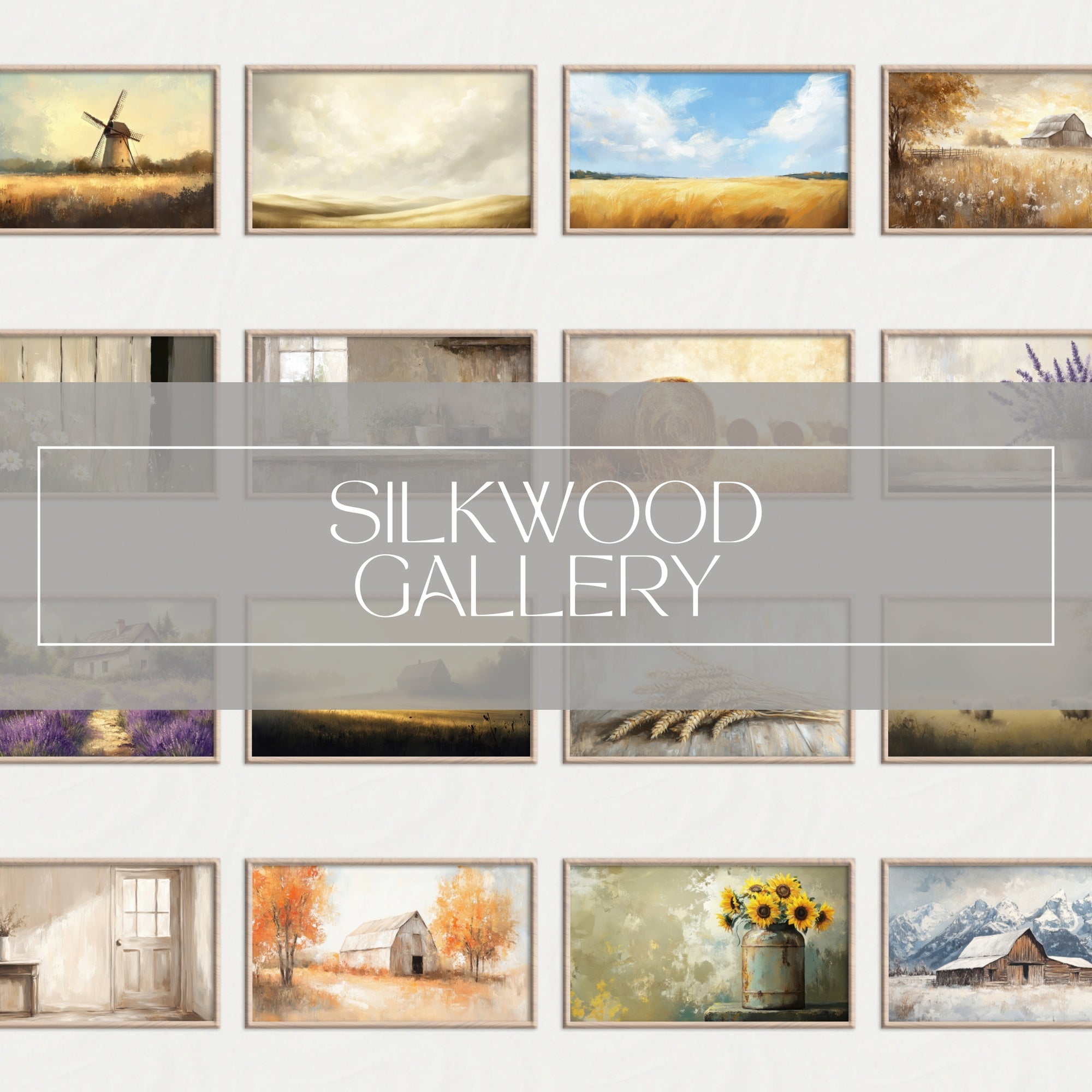 101 Farmhouse Frame TV Art Set - digital download for Samsung Frame TV, curated rustic wall art by Gallery Flair