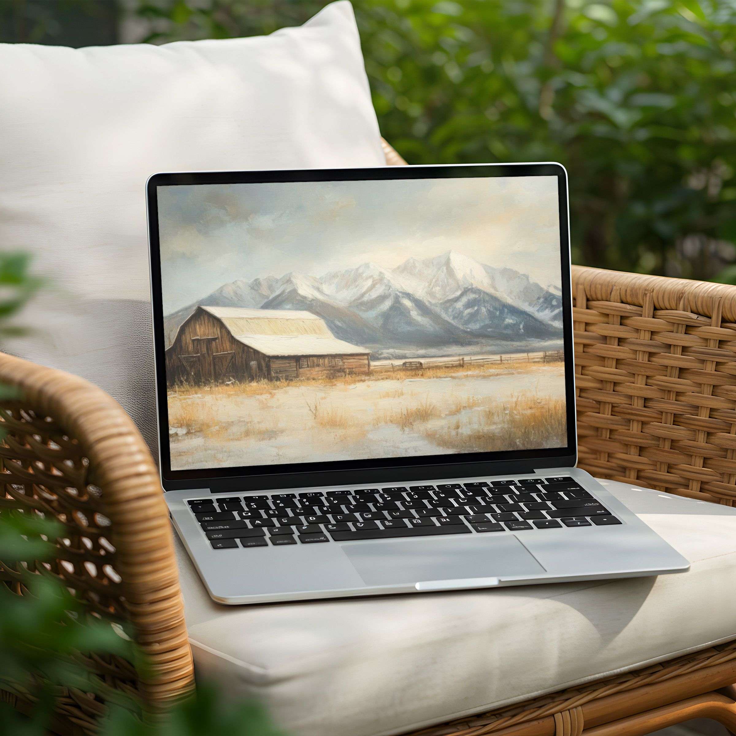 Elegant mountain vista desktop background for PC or Laptop brings calm inspiration with instant download for mindful design lovers